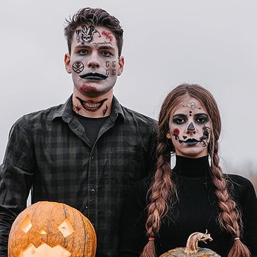 Miniatura 7 de 18 hojas de tatuajes de Joker HQ para mujeres y hombres, escuadrón suicida de Halloween, tatuajes temporales falsos realistas para adultos,