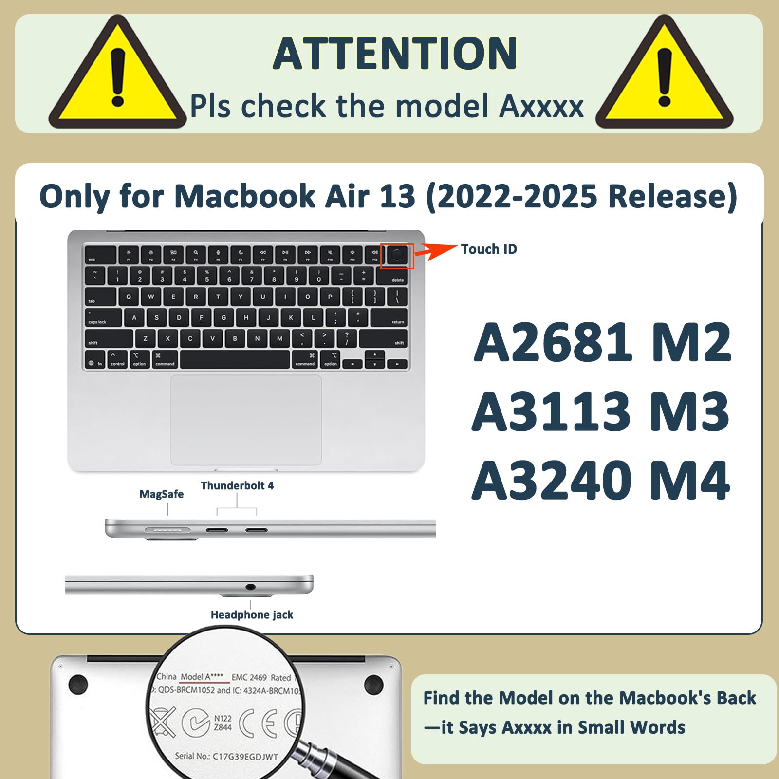 Hard Case per Macbook Air 13 pollici M4 M3 M2 2025 2024 2023 2022 A2681 A3113 A3240,Cover Custodia Protettiva & Borsa PC & Copritastiera per Macbook Air 13.6",Fiore di Ciliegio