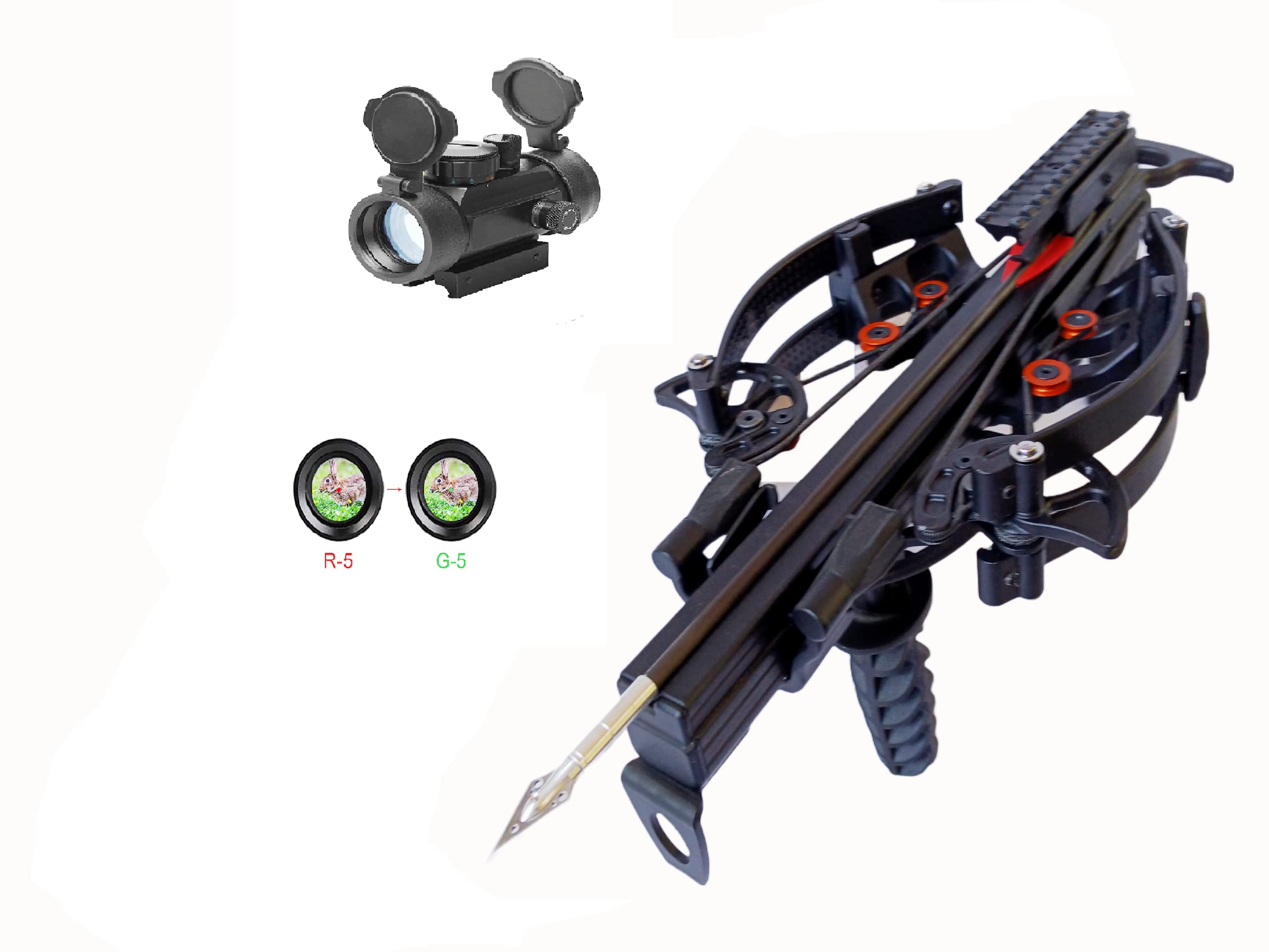 150lbs Mini Striker RD Reverse Draw Compound Self Cocking Hunting Pistol Crossbow with Red/Green Dot Sight