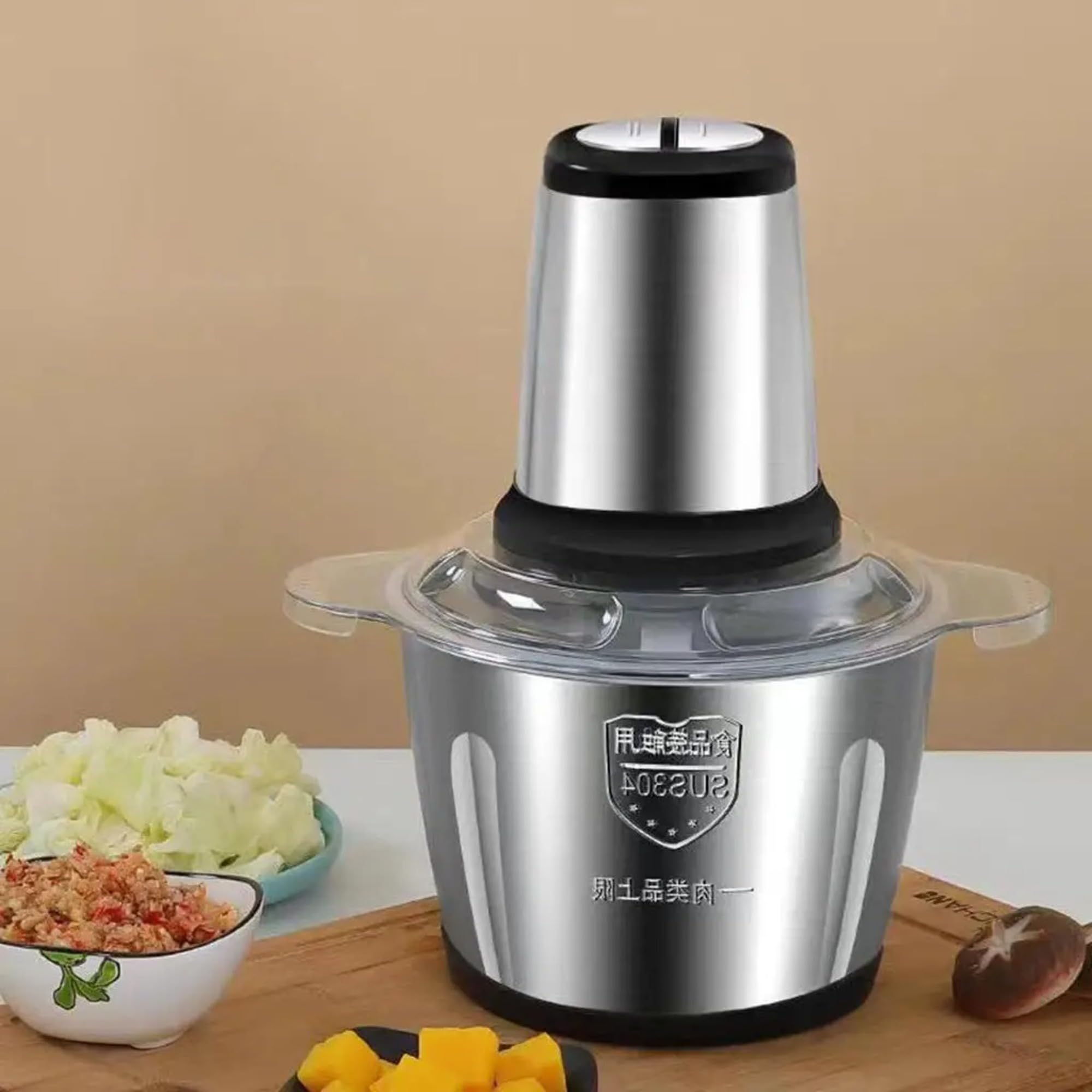 Tritacarne Elettrico 2L In Acciaio Inox - Compatto, Multifunzione, Perfetto Per Carne, Cipolle E Preparazioni Domestiche