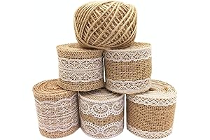 Elegant Burlap Ribbon Lace Rolls with Natural Jute Twine