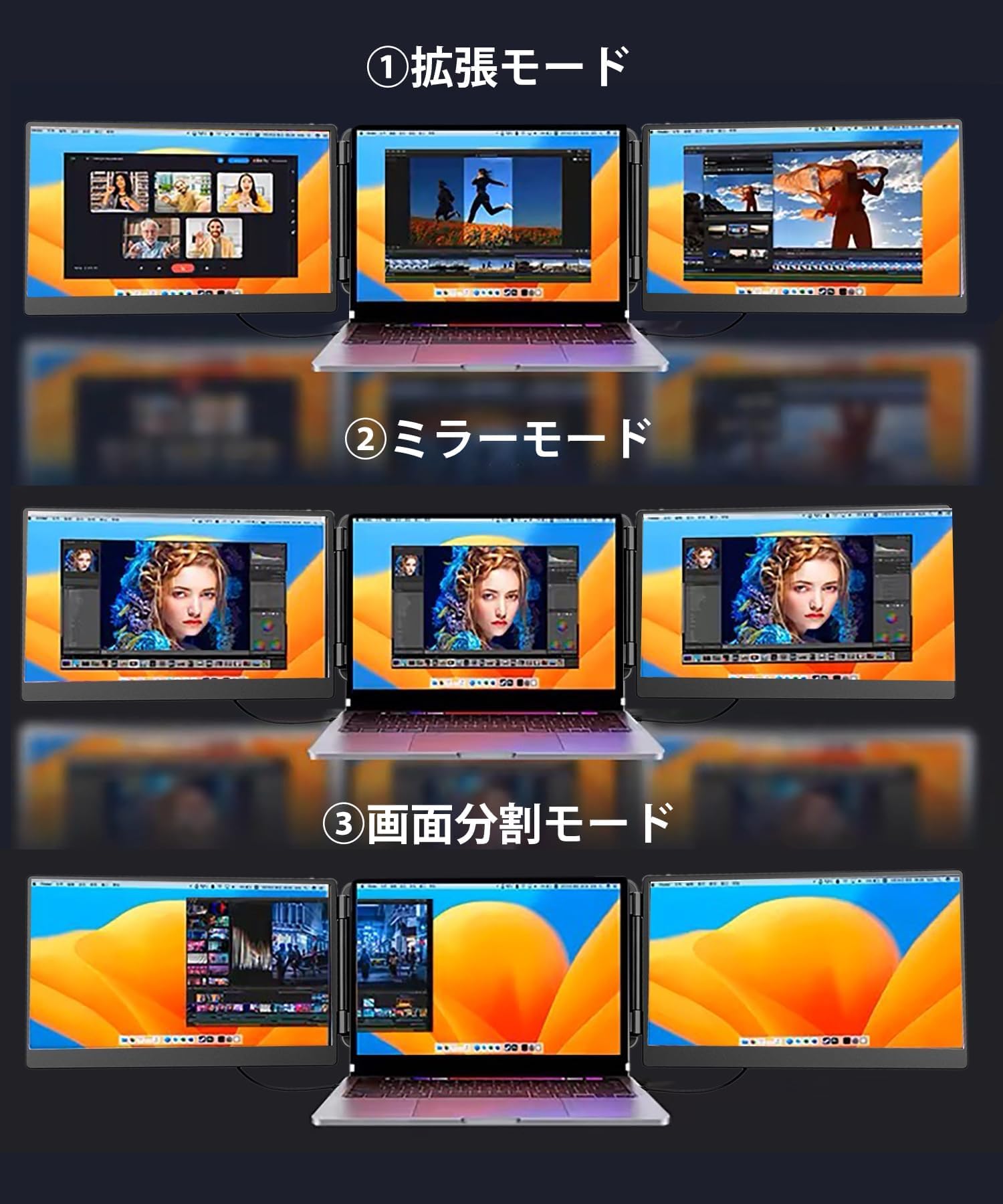 Amazon.co.jp: モバイルモニター 360°回転 13~17.3 ノートパソコン用