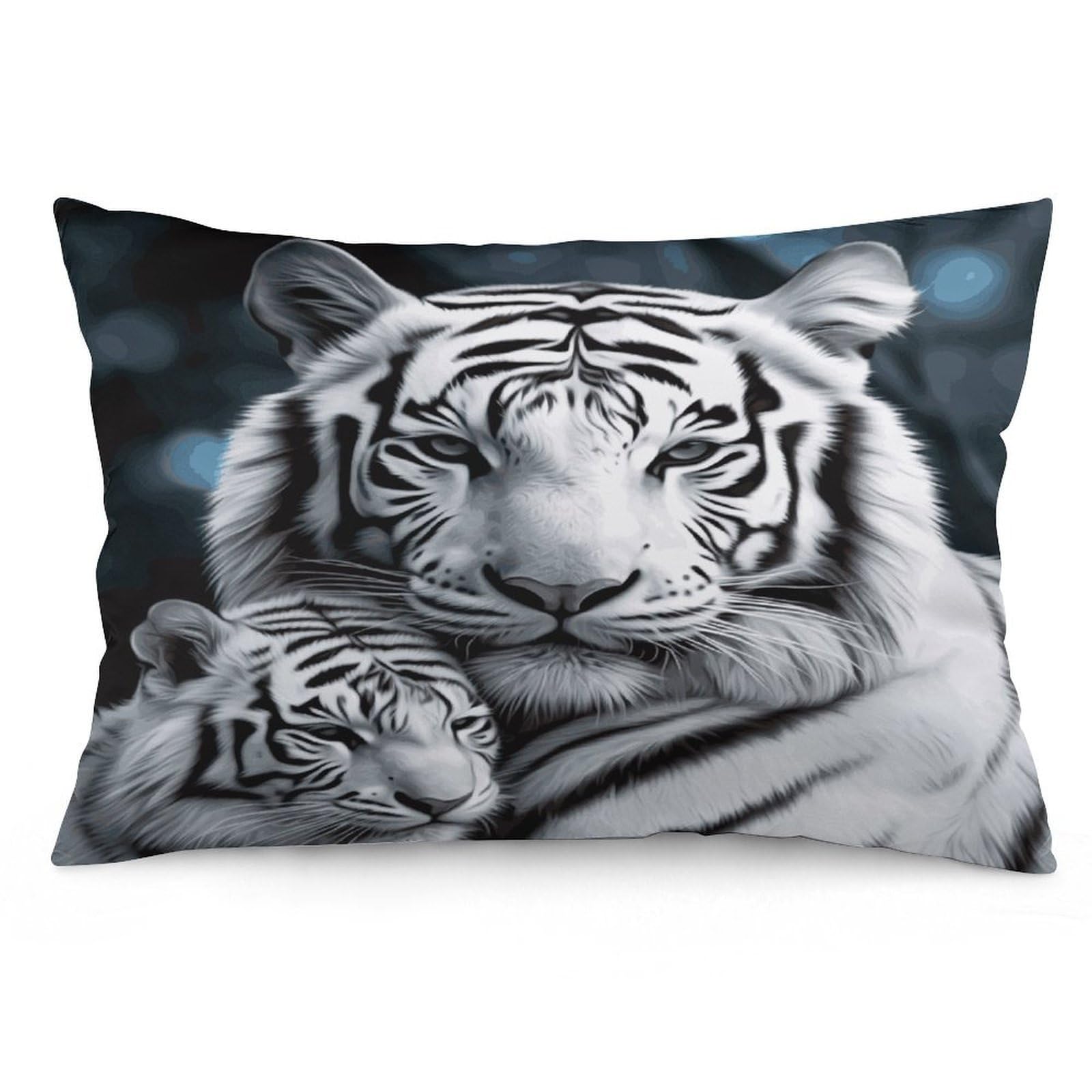 White Tiger Throw Pillow Covers with Silent Zipper Polyester Pillow Protectors Removable Pillow Cases Soft Pillowcase Cozy Pillow Sham Cushion Cover for Sofa Car Bed 12 "x20