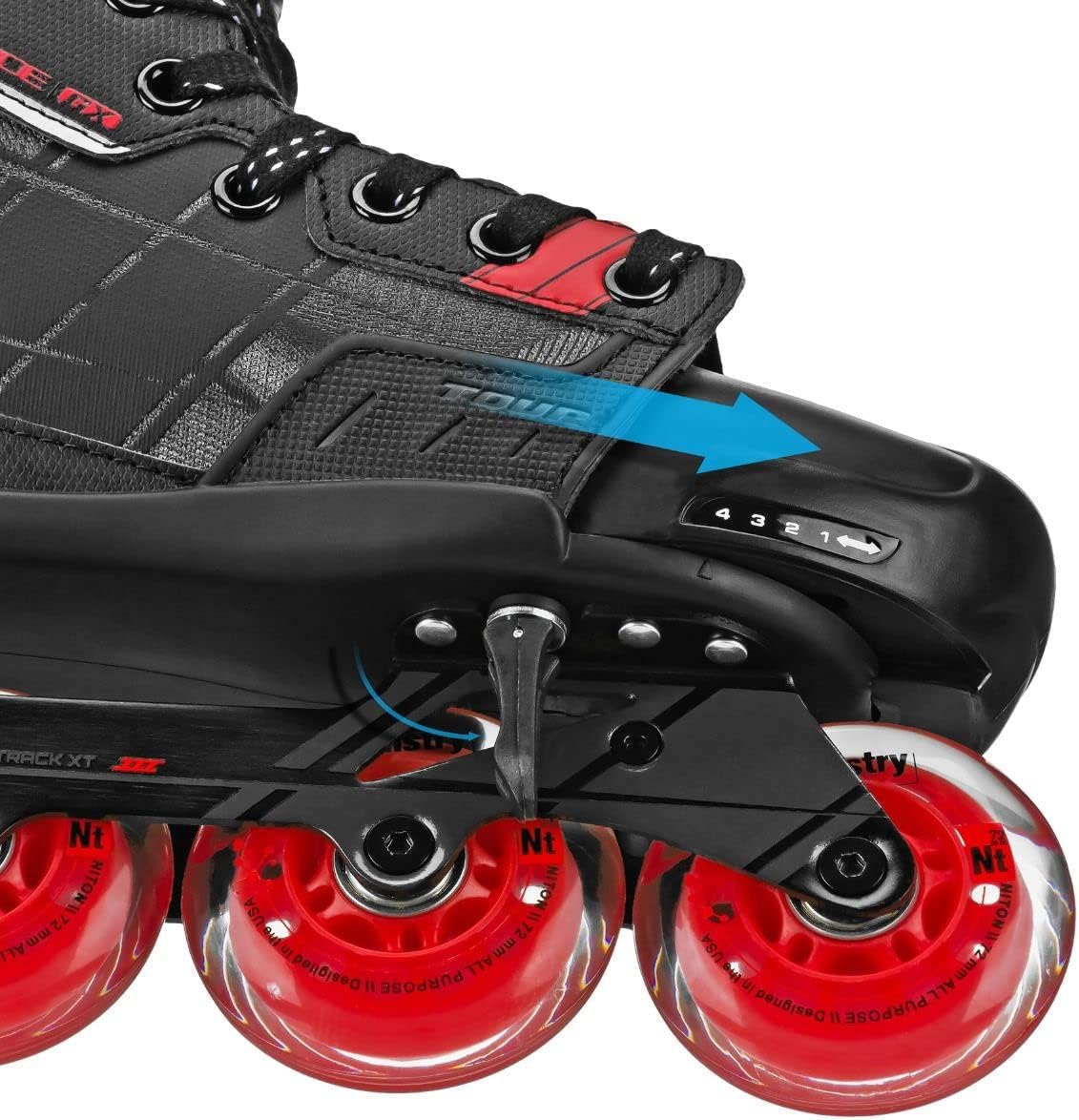 TOUR Unisex Code GX Adjustable Hockey Skate, Youth, Black, 11J-1 M US