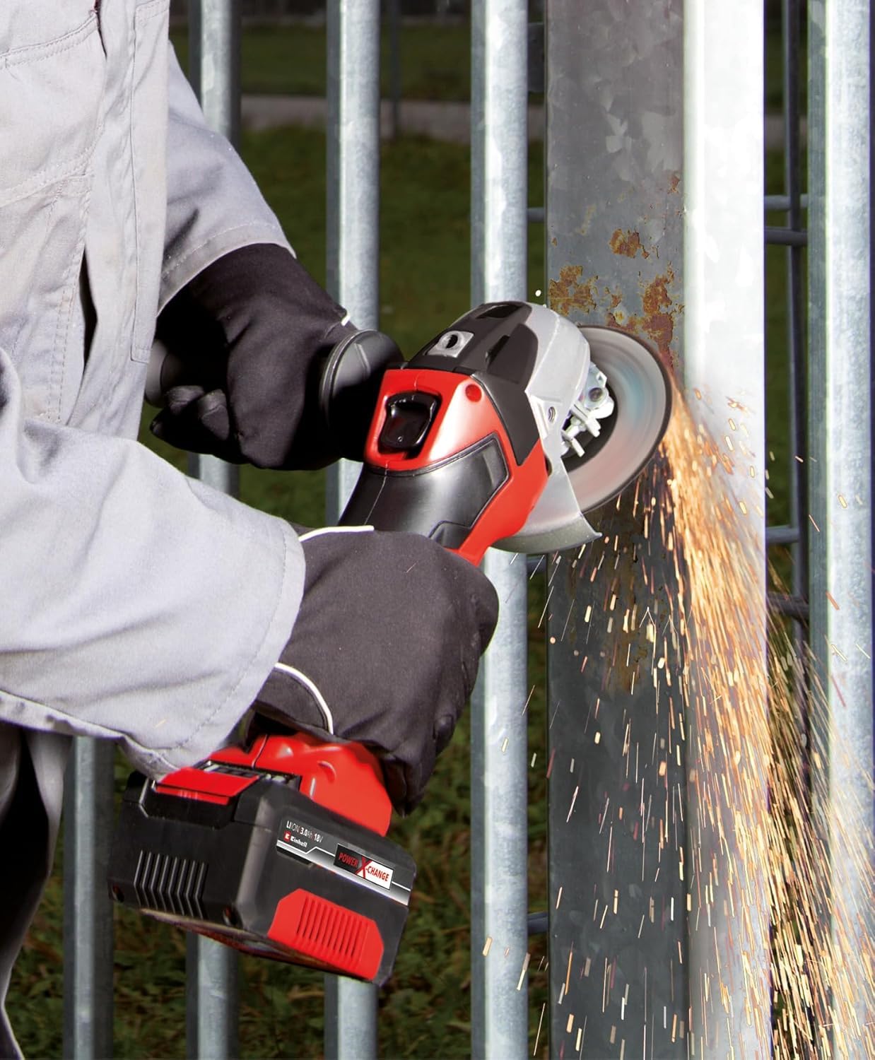 Einhell Smerigliatrice angolare a batteria TC-AG 18/115 Li-Solo Power X-Change (18 V, 115 mm diametro disco, 28 mm profondità taglio, soft start, senza disco, senza batteria)