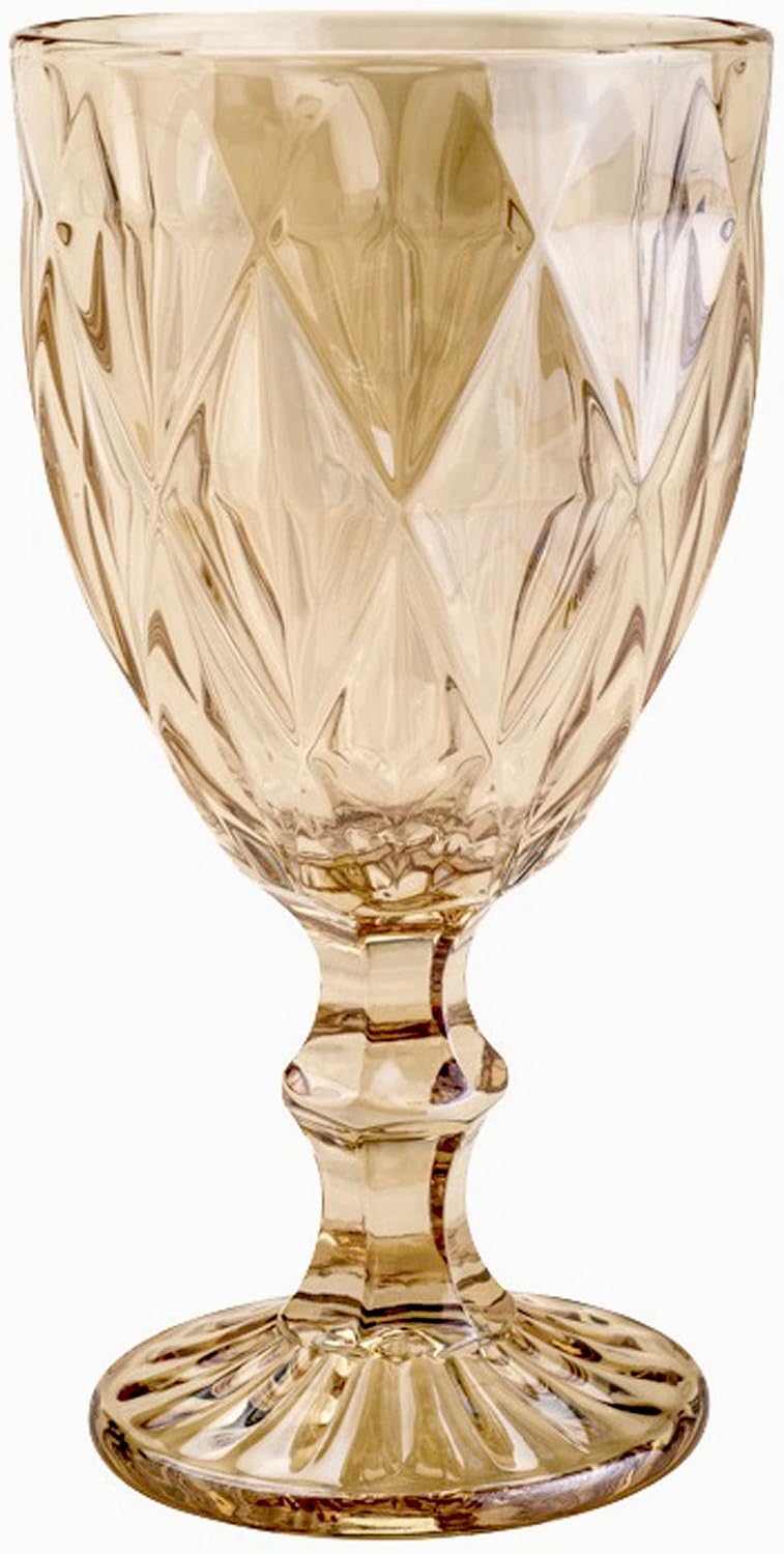 Jogo 6 Taças Diamond Bico De Jaca Dourado A gua Vinho 300ml