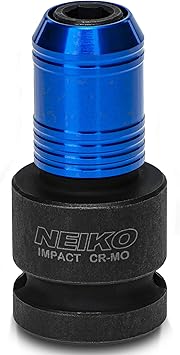 محول Neiko 30275A Impact Wrench لسائقي مفتاح الربط ، 1/2-Inch-Drive أنثى إلى 1/4-Inch Hex Converter ، Quick-Change Chuck ، CrMo Steel