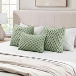MIULEE Set of 2 Faux Fur Decorative Throw Pillow Covers Soft Plush Cushion Cases for Sofa Couch Bed Living Room 18x18 Inch Sage Green