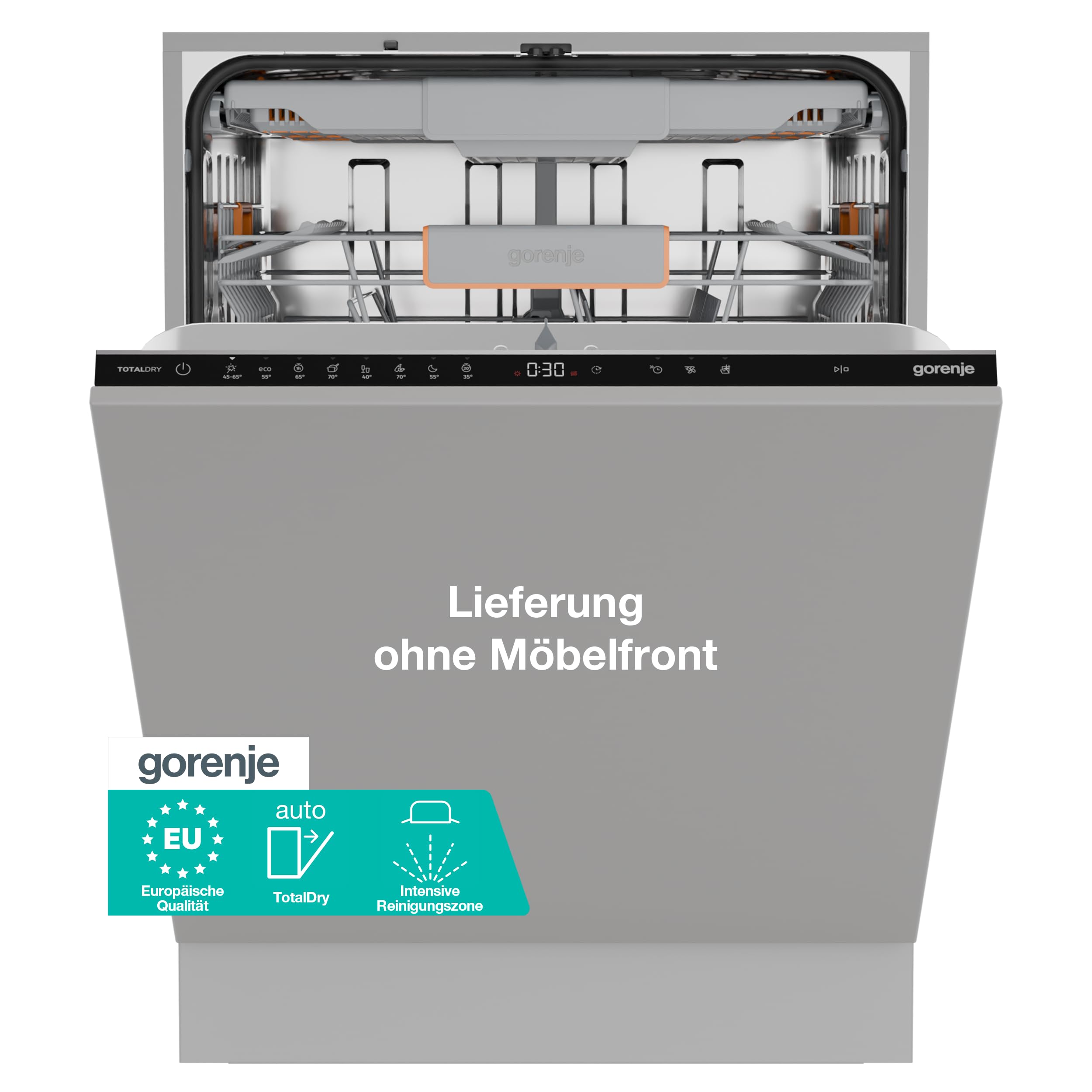Gorenje GV16B Vollintegrierbar Geschirrspüler/60 cm/8 Programme/16 Maßgedecke/Europäische Qualität/Total AquaStop/TotalDry/Intensive Reinigungszone/BottleWash/FlexUse/Einbaumaße(BxHxT): 60× 82×55,5 cm