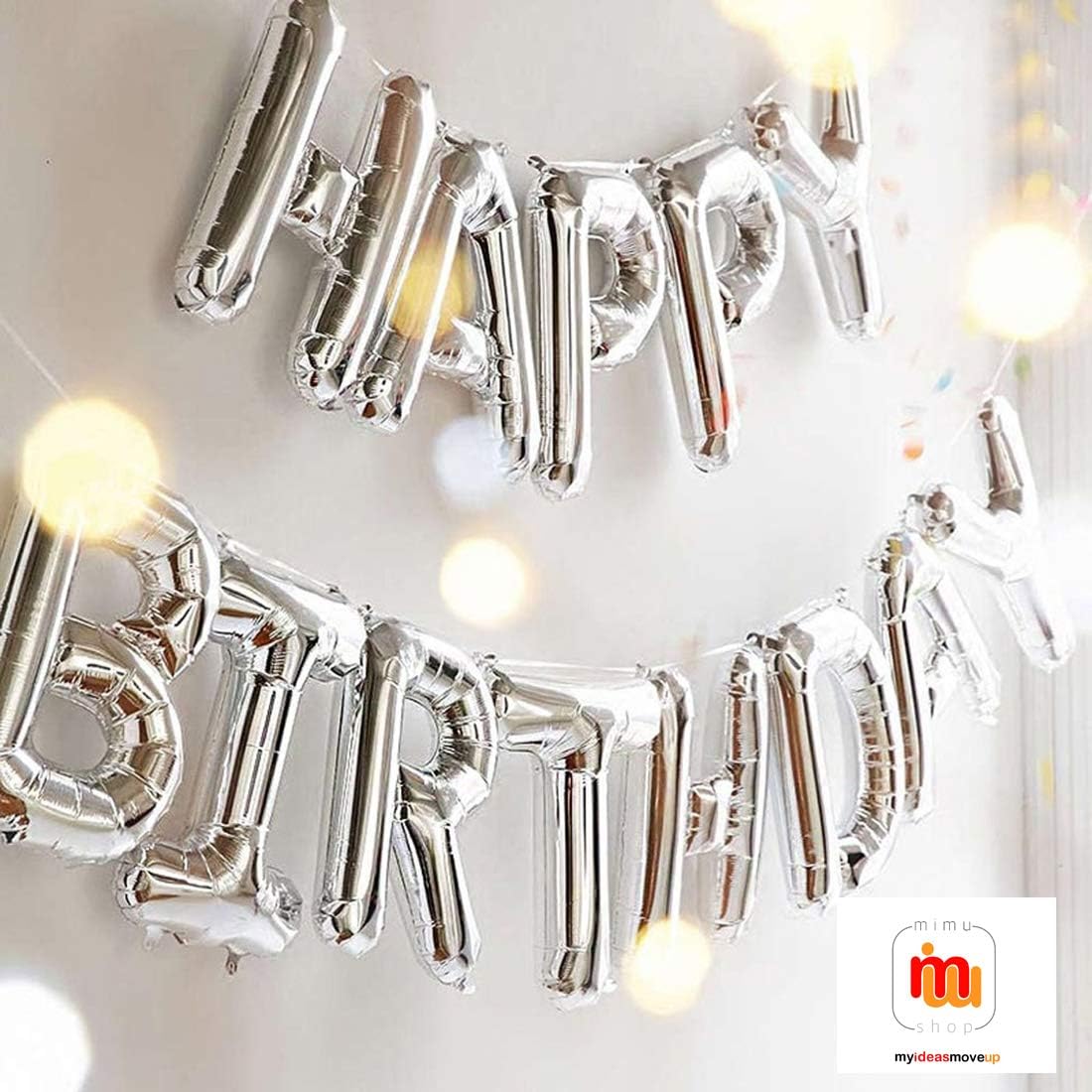 MIMU SHOP? Happy Birthday Foil Toy Balloon Pack of 13 Letters (Silver)