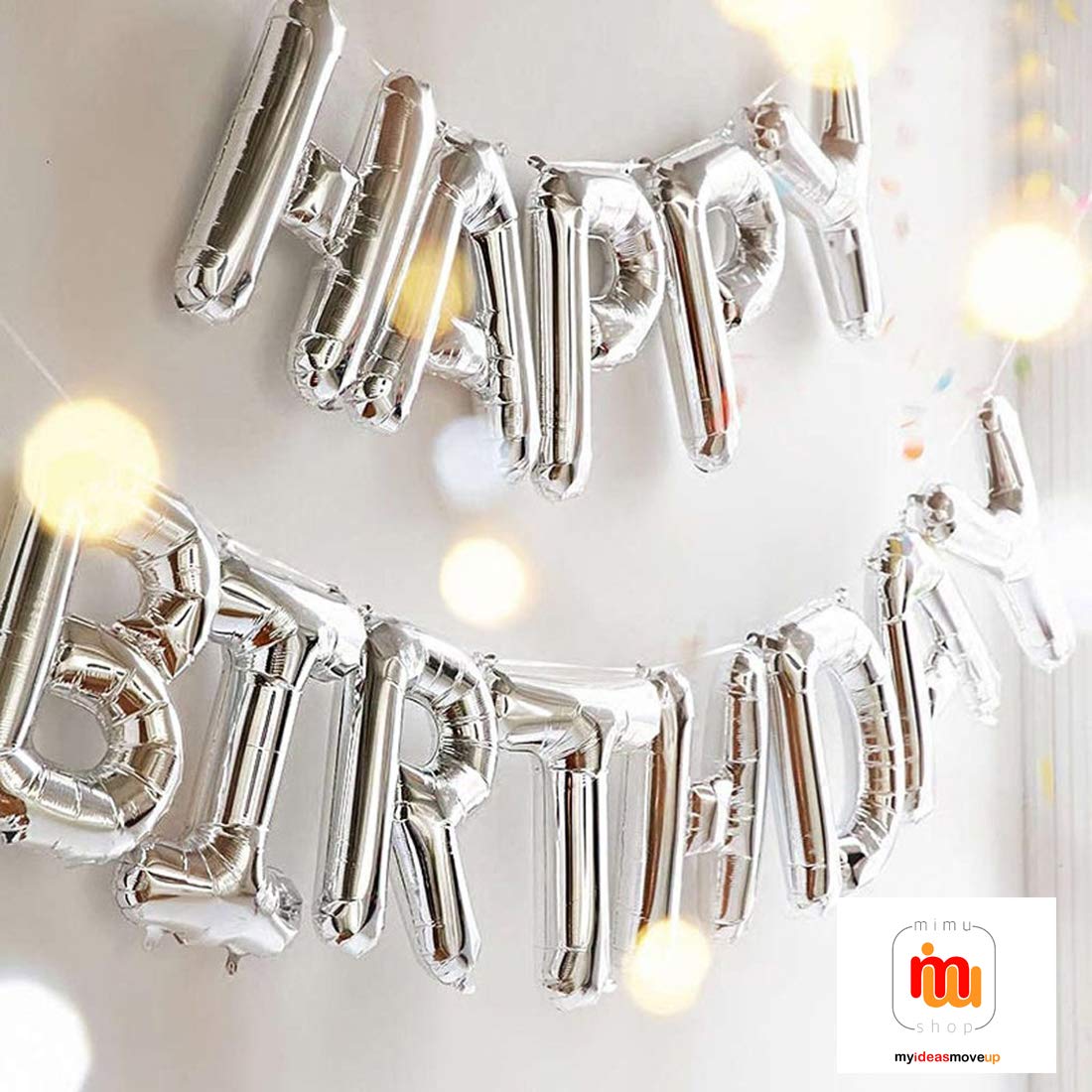 MIMU SHOP? Happy Birthday Foil Toy Balloon Pack of 13 Letters (Silver)