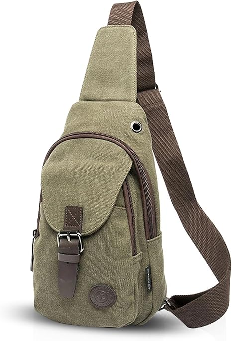 FANDARE Retro borsttas sling bag heren rugzak dames schoolrugzak canvas schoolrugzak schoudertas omhangtas rugzak sporttas voor school vrije tijd reizen zakelijk joggen, blauw (b), L