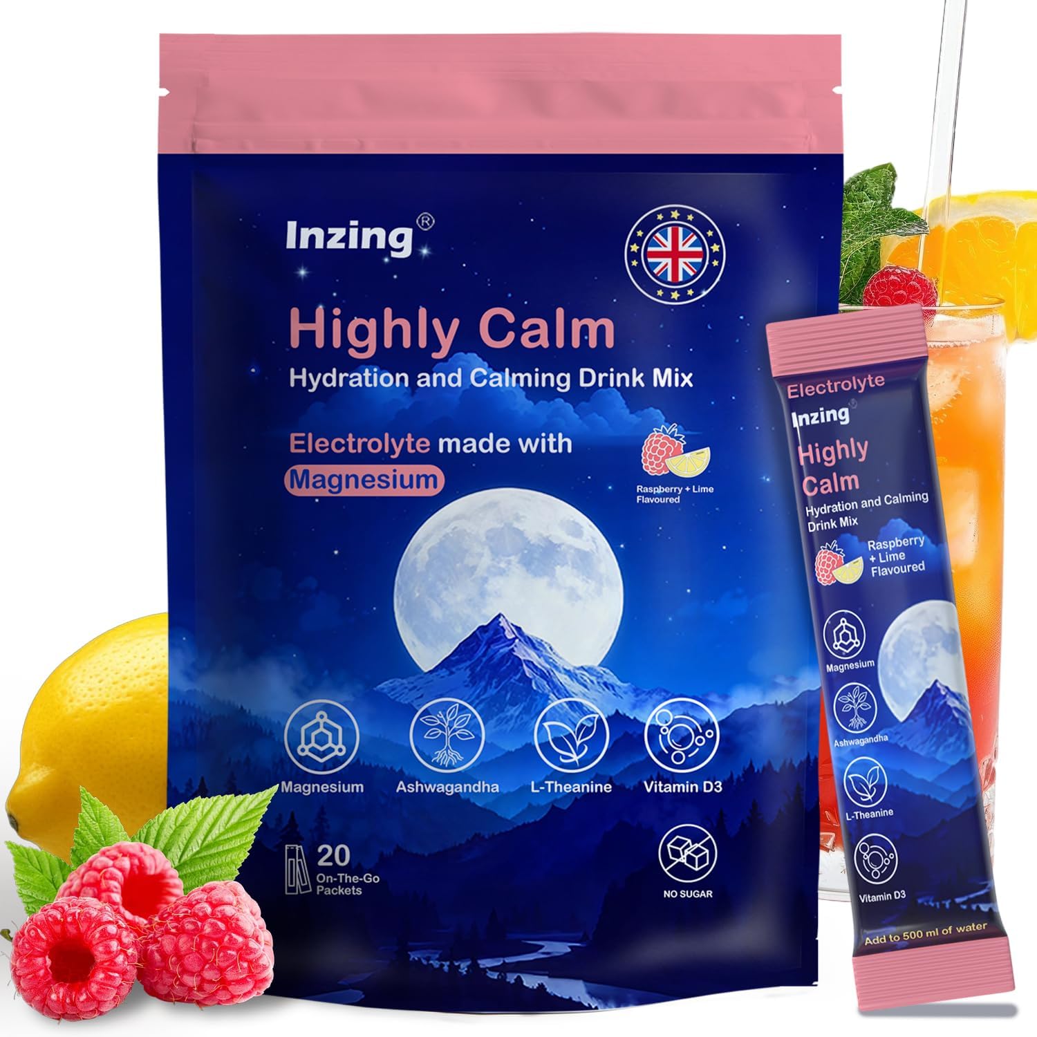 Cortisol Drink Sachets: Calm Drink for Relaxation,Focus,Sleep (20 Servings)