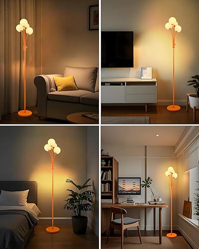 Miniatura 2 de Lightdot Lámparas de pie con 3 bombillas G9 de 3000 K, lámpara de pie regulable naranja con base estable, 3 luces, diseño moderno, lámpara de pie de