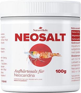 NatureHolic Saltea Neocaridina Hardening Salt for Neocaridina Shrimp in the Aquarium, For Medium Hard Water, Ideal for Aquarium Plants, With Additional Magnesium, Quantity 100 g