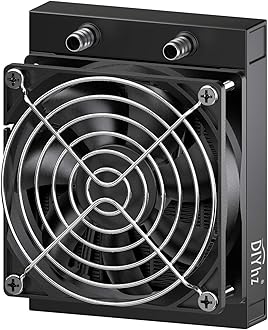 DIYhz Water Cooling Computer Radiator, 12 Pipe Aluminum Heat Exchanger Liquid Cooling Radiator Heat Sink 120mm with Fan for CPU PC Laser Water Cool System DC12V Black