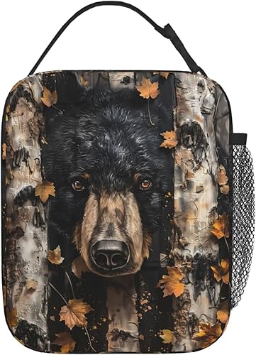 Miniatura 3 de Lonchera térmica para niños y niñas, lonchera reutilizable para la escuela, oficina, trabajo, picnic, viajes, lonchera de oso negro