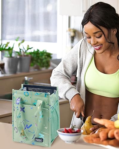 Vista 27 de Fmeida Lonchera aislada para mujeres y hombres, bolsas de almuerzo grandes de 9 litros con múltiples bolsillos, bolsa térmica reutilizable