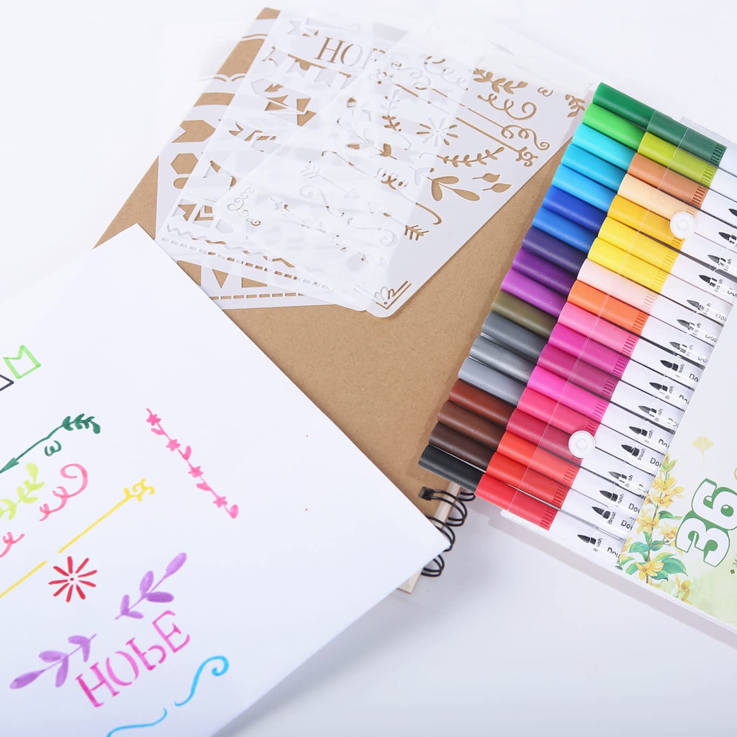 36 marcadores de pincel para libros de colorear para adultos, marcadores de colorear para adultos, rotuladores de doble punta para dibujo de niños, bolígrafos de colorear para arte, planificador de 4