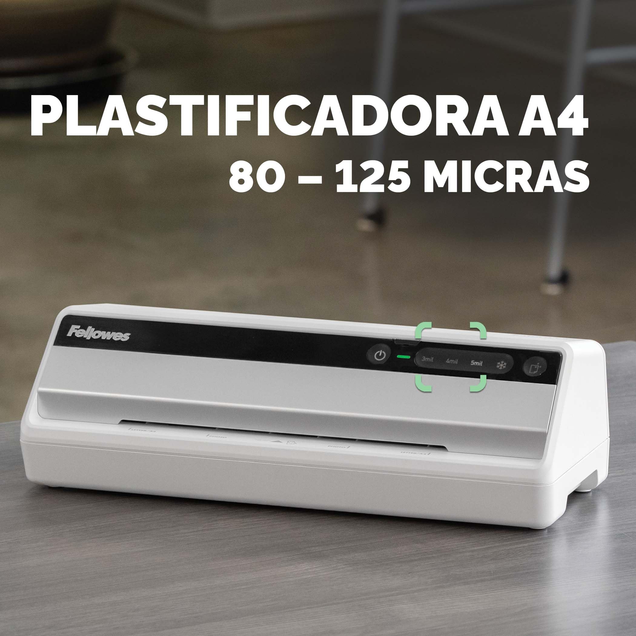 Fellowes Plastificadora Saturn A4 Pequeña Oficina – InstaHeat, lista en 60 segundos, sin atascos, apagado automático – Para fundas de 80/100/125 micras – Incluye 10 fundas – Uso en casa y oficina