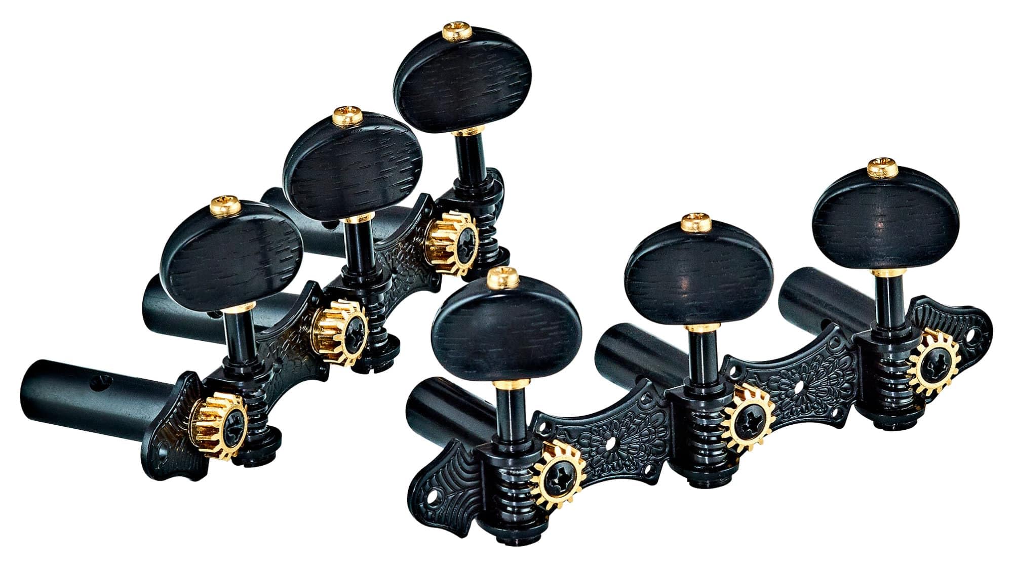 Ortega Guitars Classic Stimmmechaniken Set - schwarz/schwarz Deluxe (OTMDLX-BKBK)
