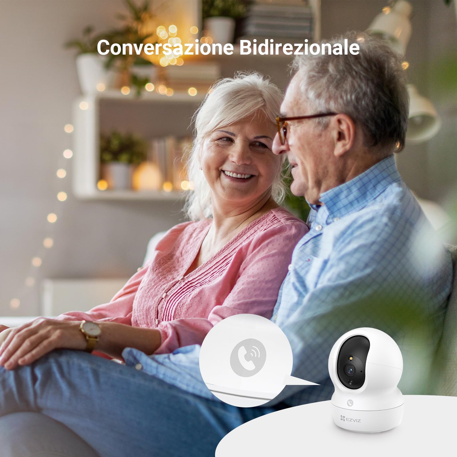 EZVIZ Telecamera Wi-Fi Interno 2K, Videocamera Sorveglianza 3MP per animali e bambini, Motorizzata a 360°, Audio a due vie, Funziona Alexa, Avvisi movimento, Visione notturna, Modello CP1