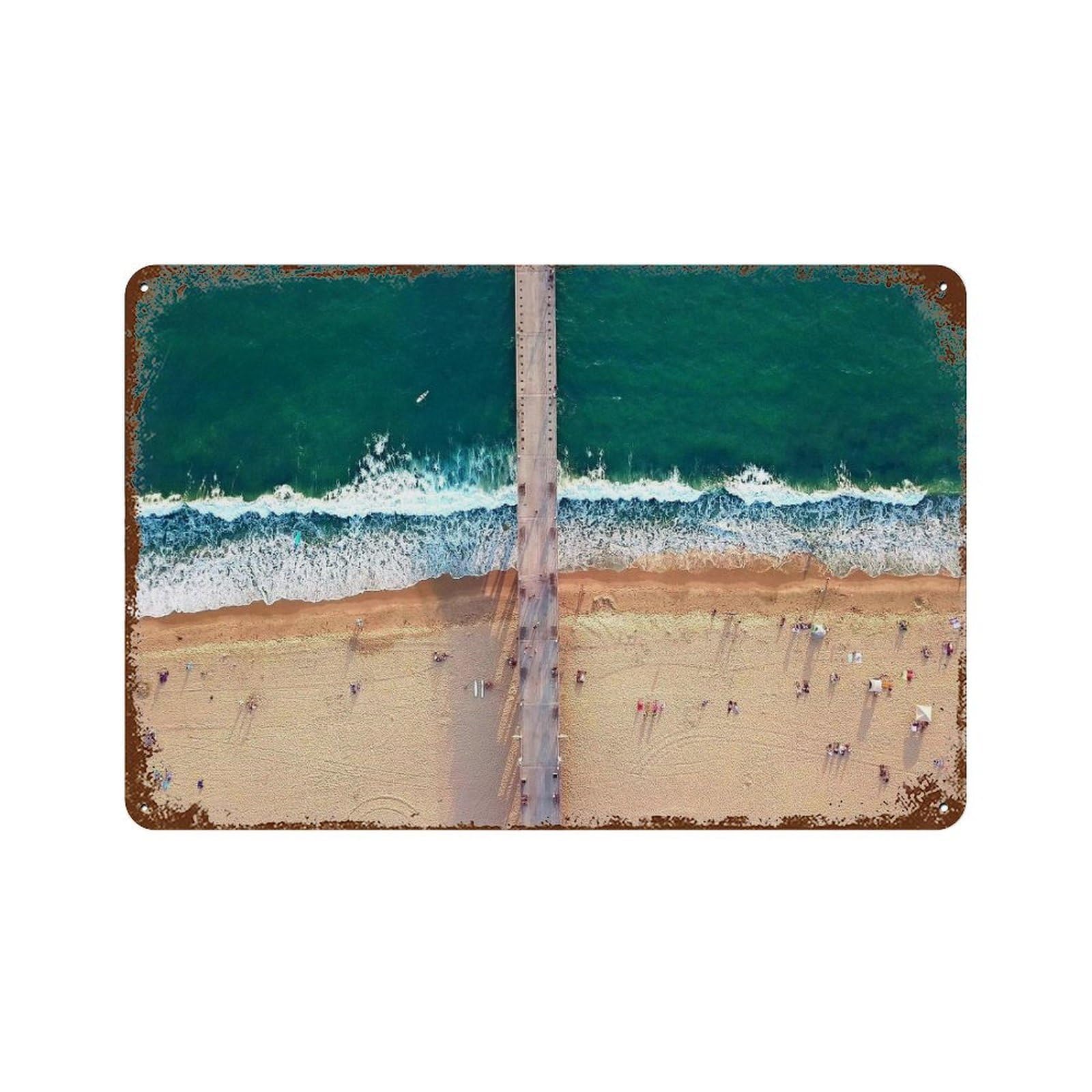 xiaoxiaoshen Real Photo Hermosa Beach Decor California Wall Decor Art Metal Tin Poster Modern Home Decor Art Home Bar Shop Decorations Vintage Sign 20x30cm