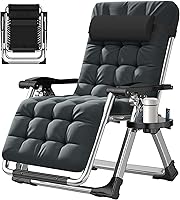 Vista 19 de ABORON Silla de gravedad cero mejorada con cojín para reposabrazos, sillas plegables de lona de primera calidad para exteriores, sillas de patio