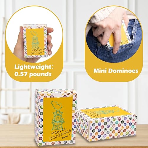 Miniatura 2 de Tren mexicano, mini juego de dominó 105 cartas+1 instrucción+1 hoja de puntuación, juego de dominó doble 12 y doble 9, 2-10 jugadores, dominó de