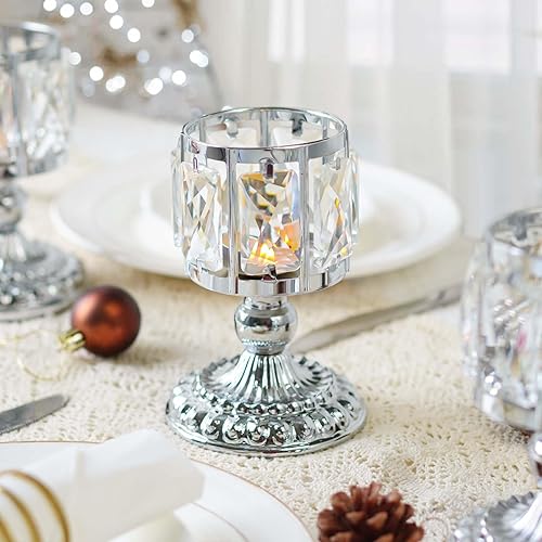 Miniatura 3 de kehail Portavelas de cristal dorado para centro de mesa, portavelas de candelita de comedor, centro de mesa, decoración de mesa de boda, café,