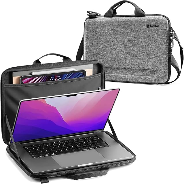 tomtoc Slim Hard Case for 13-inch MacBook Air 2022-2018 M2/A2681 M1/A2337, MacBook Pro 13 2022-2016 M2/A2686 M1/A2338, Organized Protective Shoulder Bag with Tablet Pocket for Up to 11 iPad Air/Pro