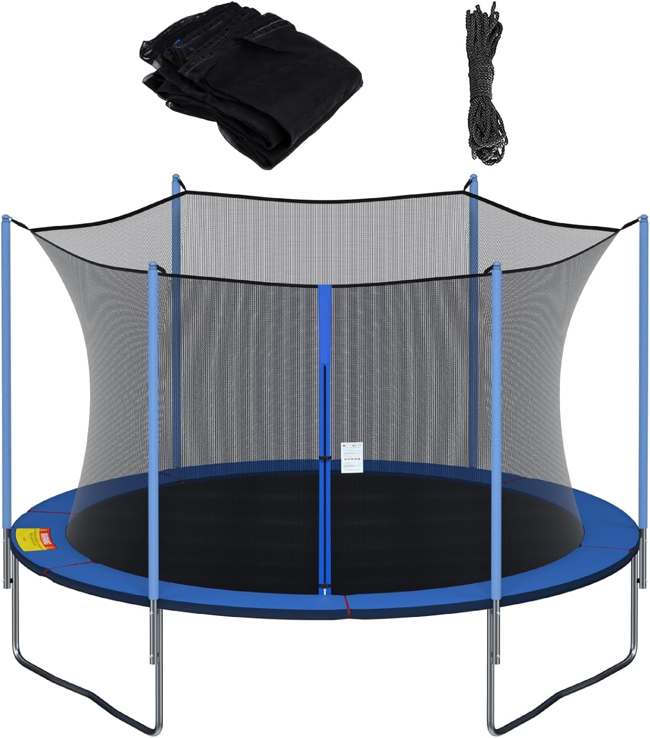 Cliselda Trampoline Replacement Safety Net for 6 Straight Poles Round Frame Trampolines, Breathable and Weather-Resistant, with Adjustable Straps, Zippers, Protection Buckles(Net Only)