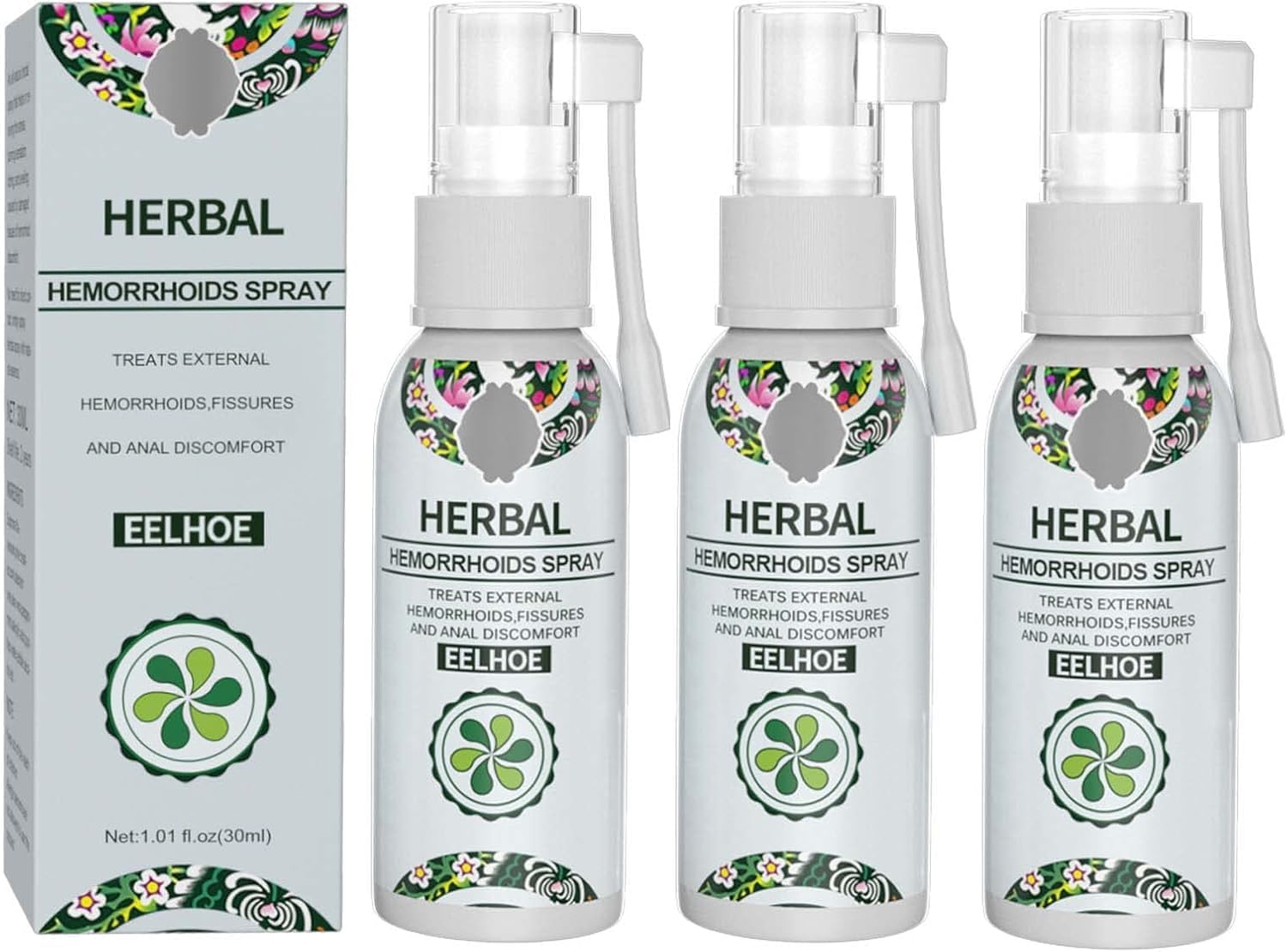 3PCS Natural Hemorrhoid Treatment: Soothing Herbal Spray, Rapid Relief, Internal & External, Reduces Swelling & Inflammation