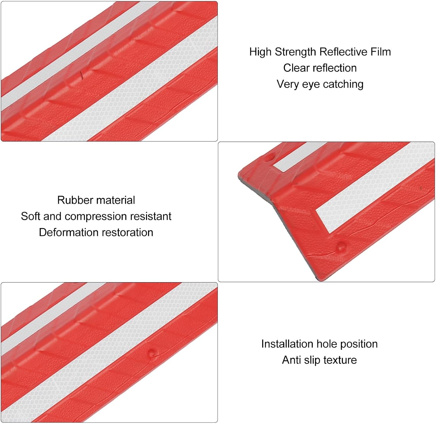 Garage Wall Protector, 80cm Long Rubber Wall Corner Guard with Reflective Strip, Wall Protector for Parking Garages Wall Guards (Red)