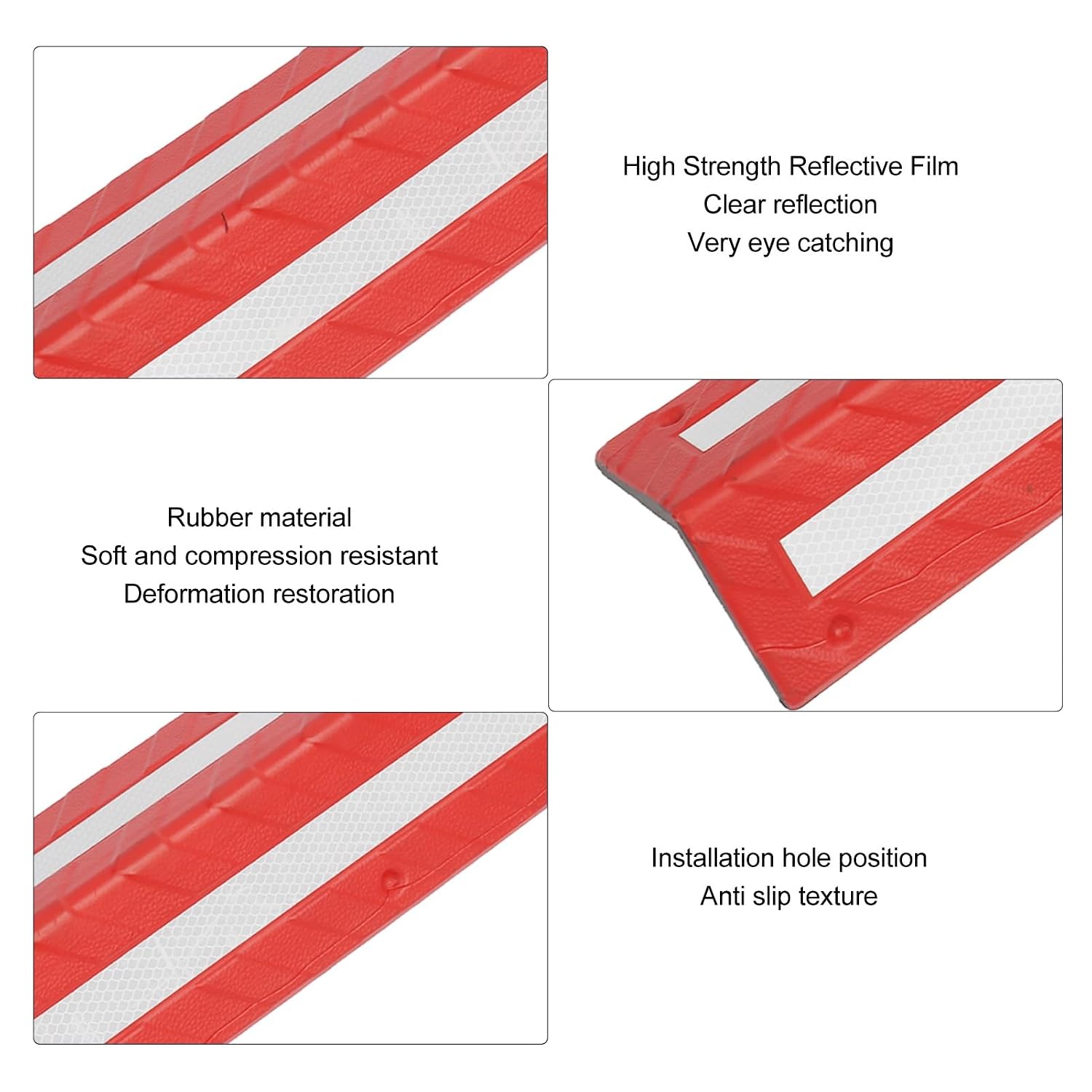 80cm Long Rubber Garage Wall Corner Guard, Vehicle Reflective Protector with Enhanced Visibility for Low Light Conditions (Red)