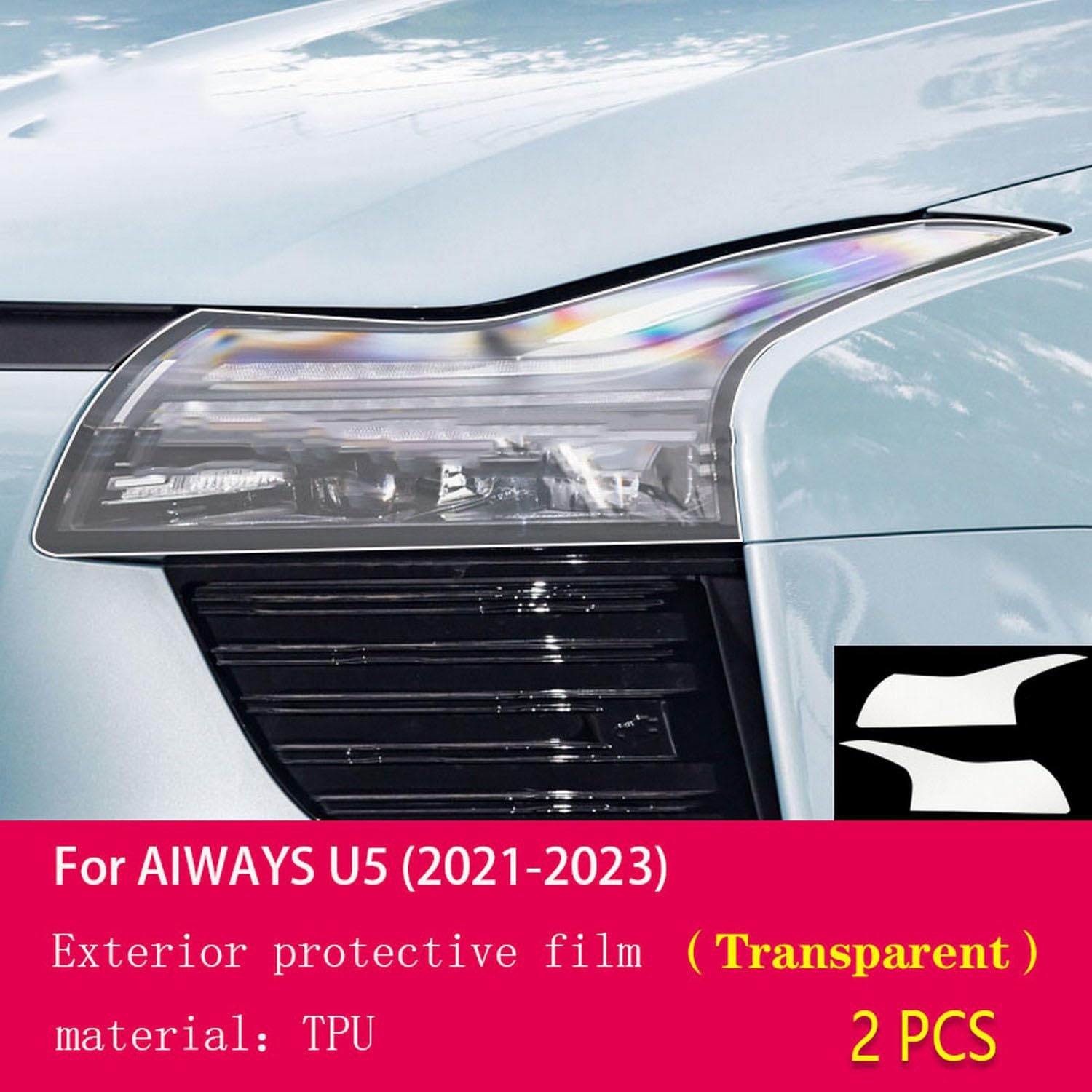 Folia zewnętrzna do samochodu TPU PPF reflektory folia ochronna odporna na zarysowania membrana naprawcza przydymiony reflektor refit, do AIWAY U5 2021-2023
