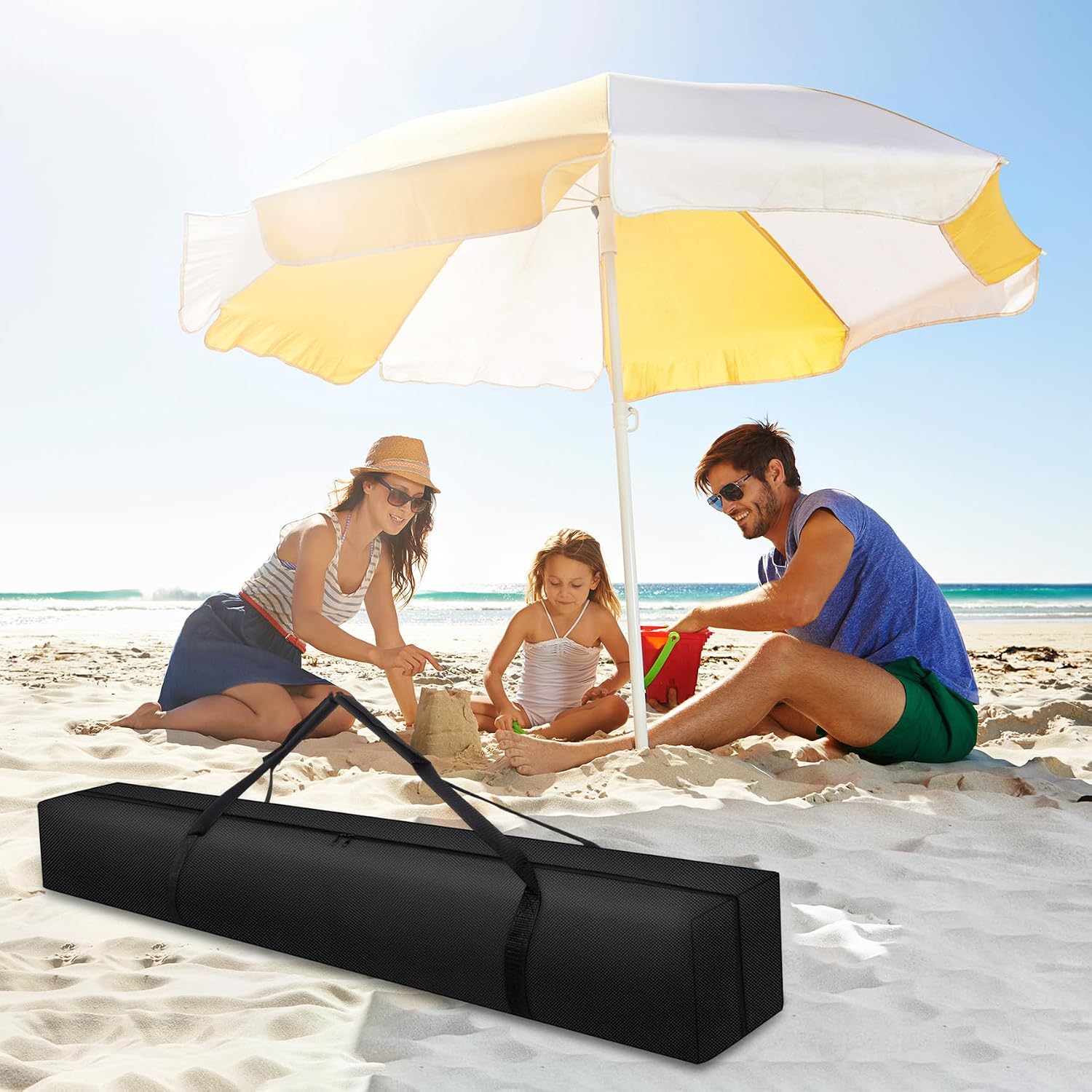 Klmnop 67 Inch Patio Umbrella Storage Bag, Waterproof 900D Beach Umbrella Carry Bag with Padded Handles and Double Open Zipper, Oversized Outdoor Universal Pool Umbrellas Sleeve(Black)