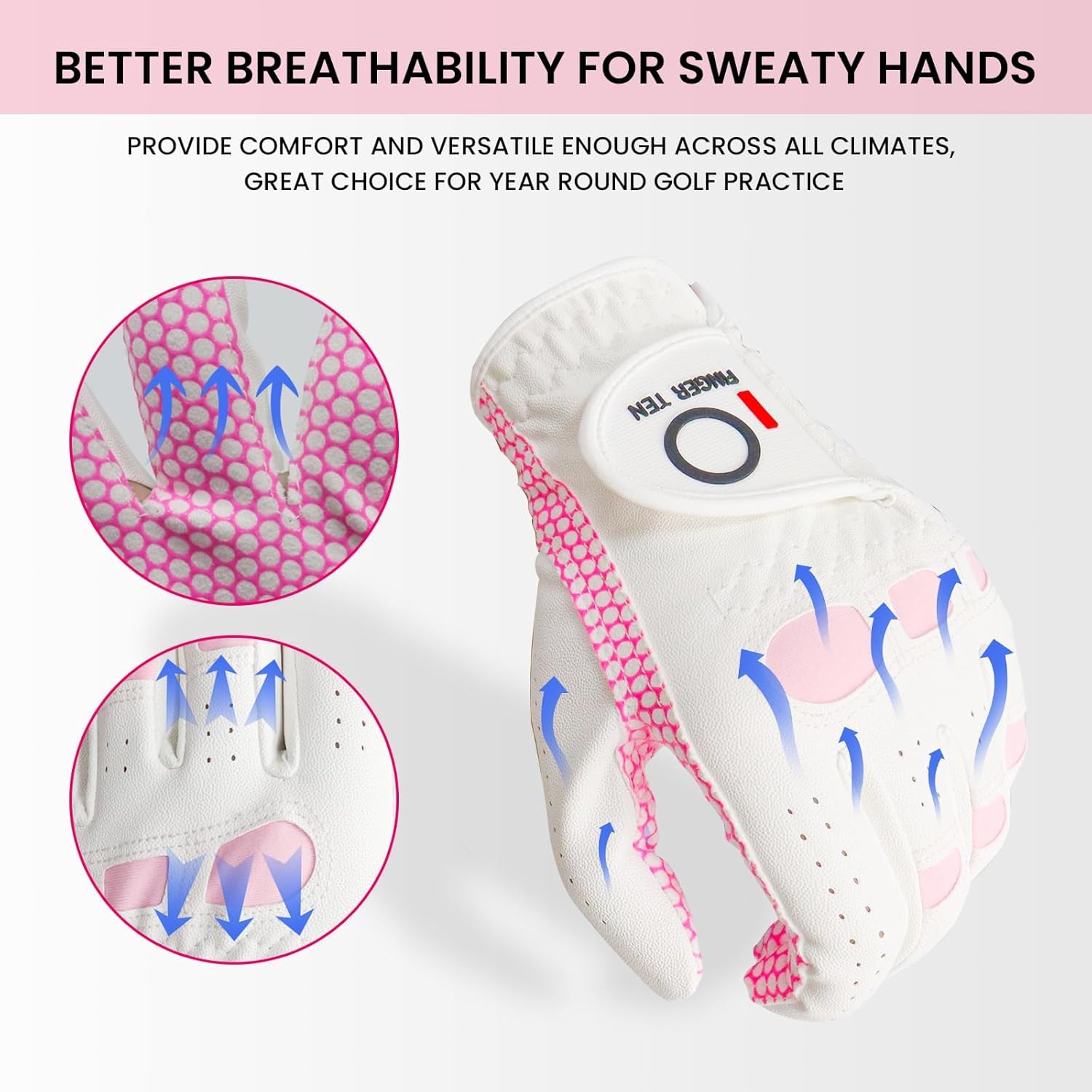 XJBTBA Golfhandschuhe für Damen, extra 50% Griffe, für die Linke und rechte Hand, 6er-Pack, für verbesserte Kontrolle und Allwetter in den Größen SML XL