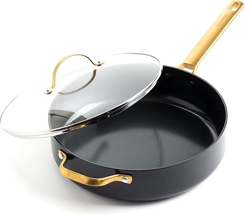 Miniatura 8 de GreenPan Reserve - Sartén antiadherente de cerámica anodizada dura, cuadrada de 11 pulgadas, mango dorado, sin PFAS, apto para lavavajillas, apto