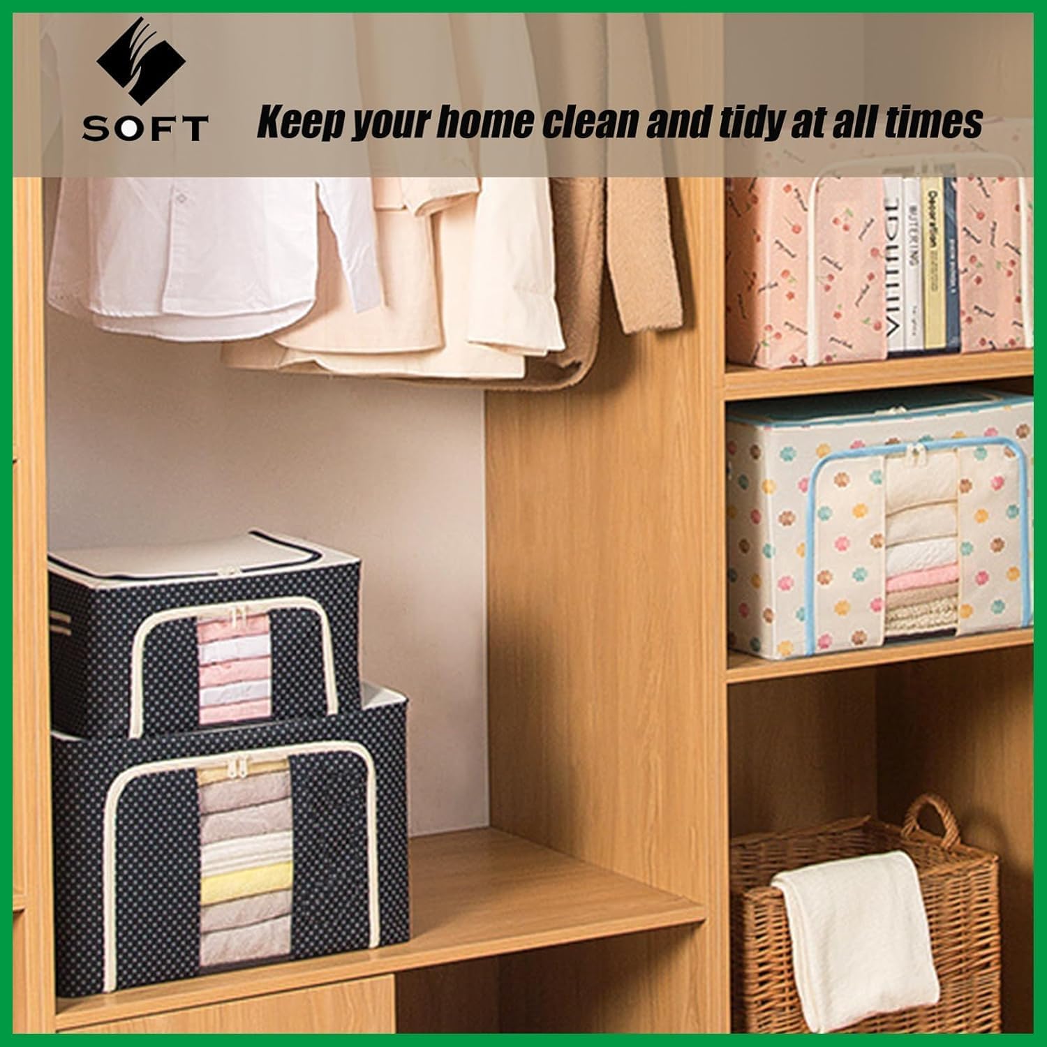 Clothes Storage Bins with lids Large Capacity Clothes Storage Bags Foldable Closet Organizers Storage Containers with Durable Handles Clear Window for Blanket Comforter Clothing Bedding (66L, pink)