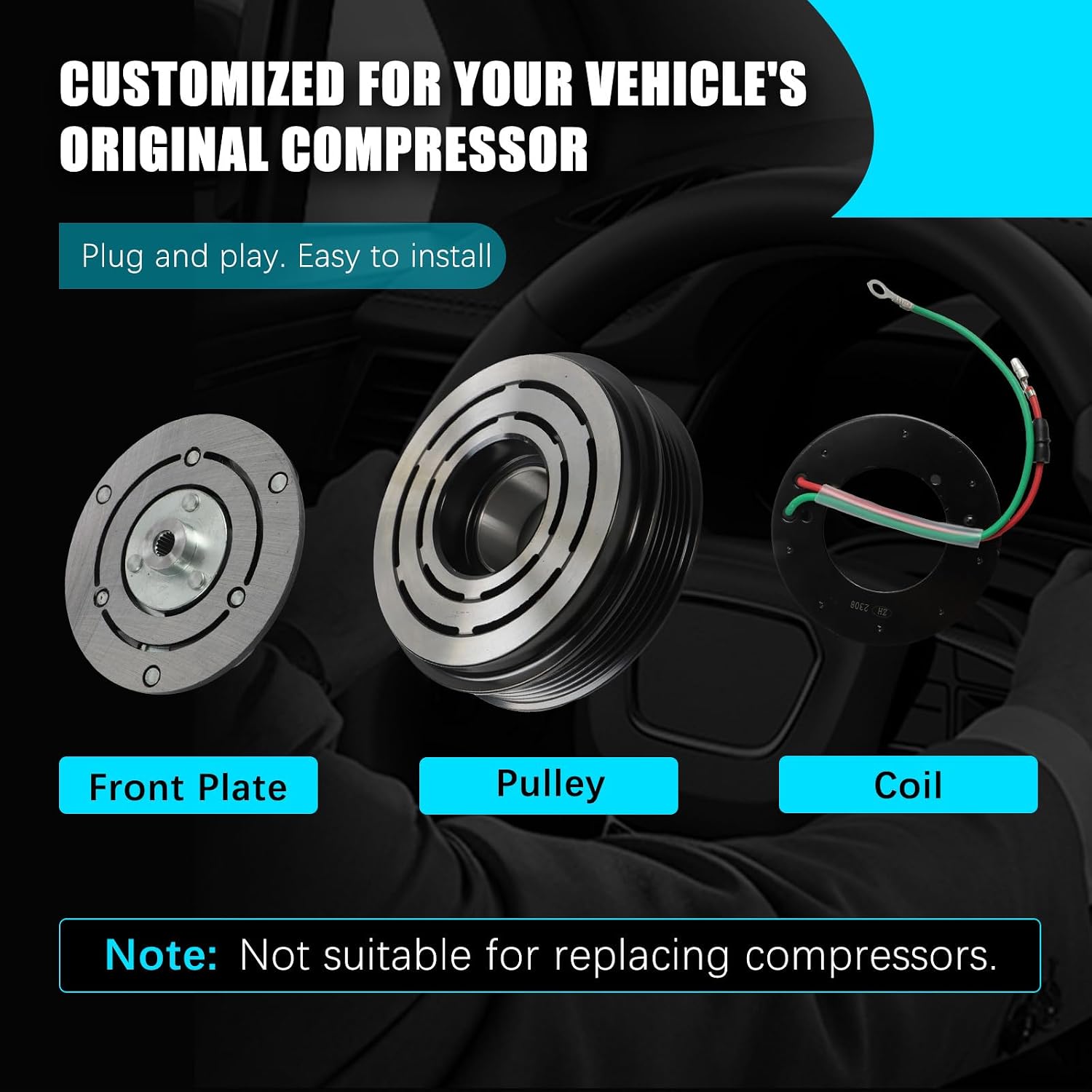 Air Conditioner AC Compressor Clutch Fit for Honda 4CYL 1.5L 2007-2008 A/C Compressor Clutch Pulley Coil 1809
