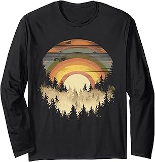 Trees Tshirt Wildlife Nature Vintage Forest Woods Outdoor Long Sleeve T-Shirt