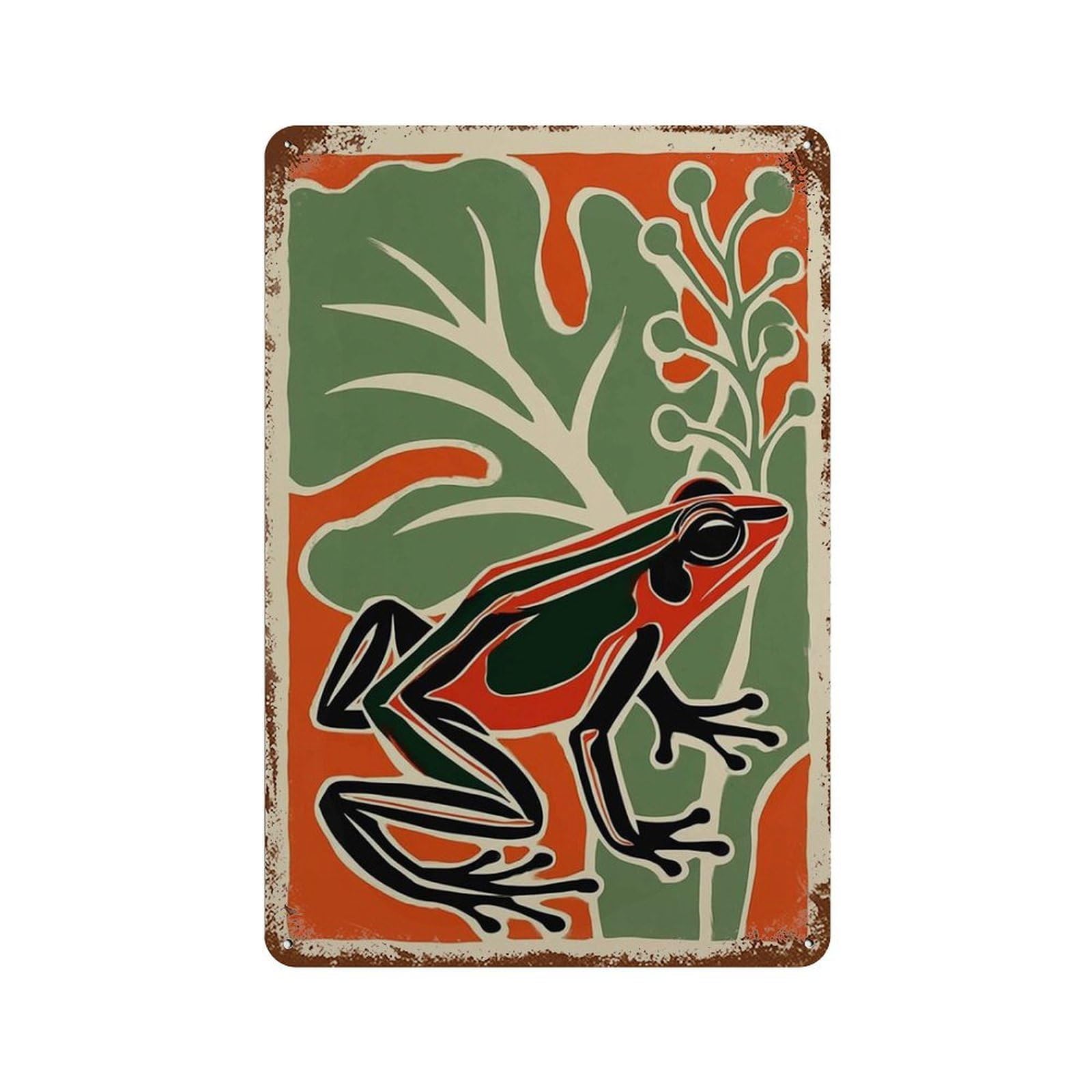xiaoxiaoshen Frog Bold Jungle Modern Wildlife Colorful Botanical Work Tropical Wall Decor Art Metal Tin Poster Modern Home Decor Art Home Bar Shop Decorations Vintage Sign 30x20cm