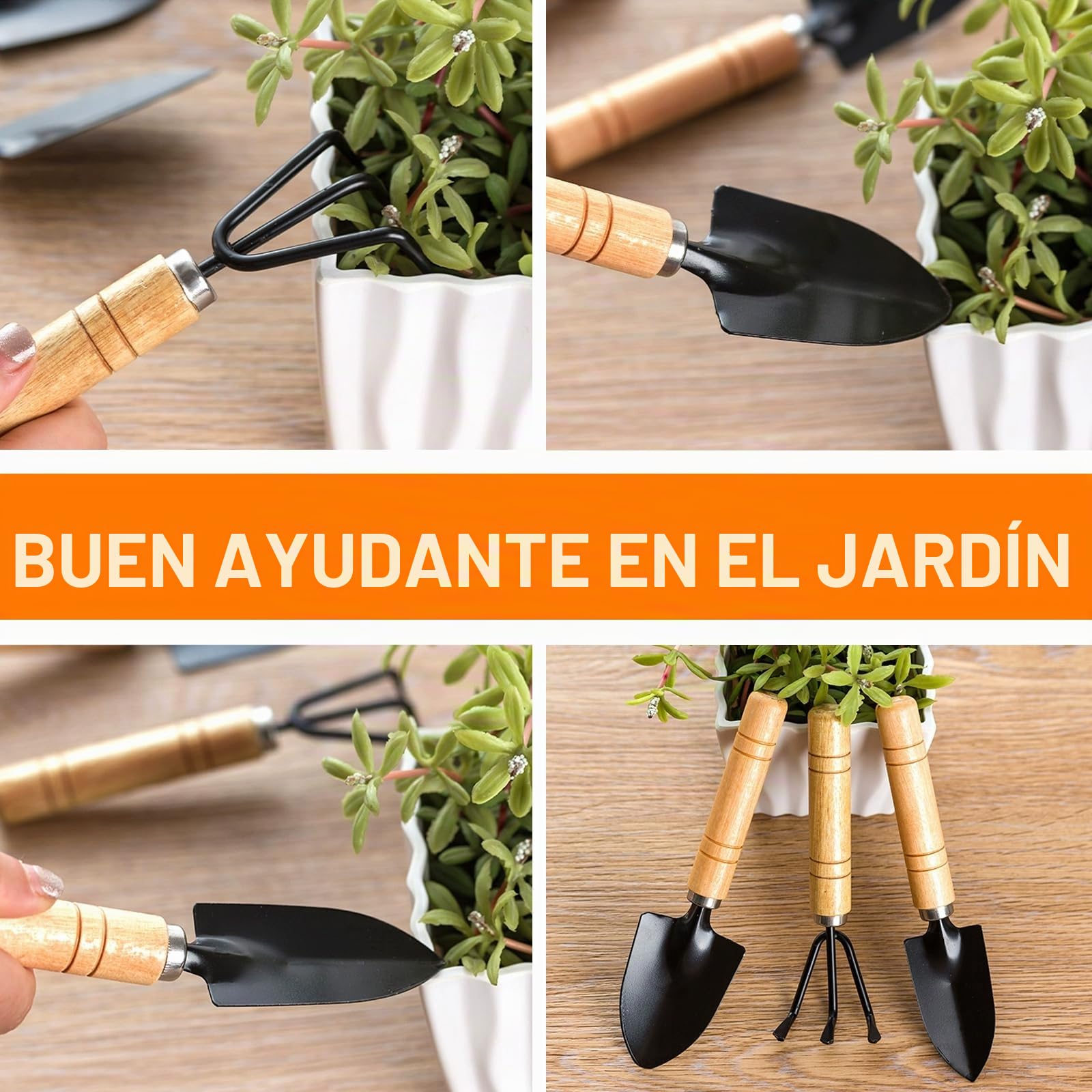 Juego de herramientas de jardín, 6 piezas de pala de jardín, pequeño juego de herramientas de jardín, mini pala para utensilios de jardín como flores, plantas, trasplantar y aflojar la tierra