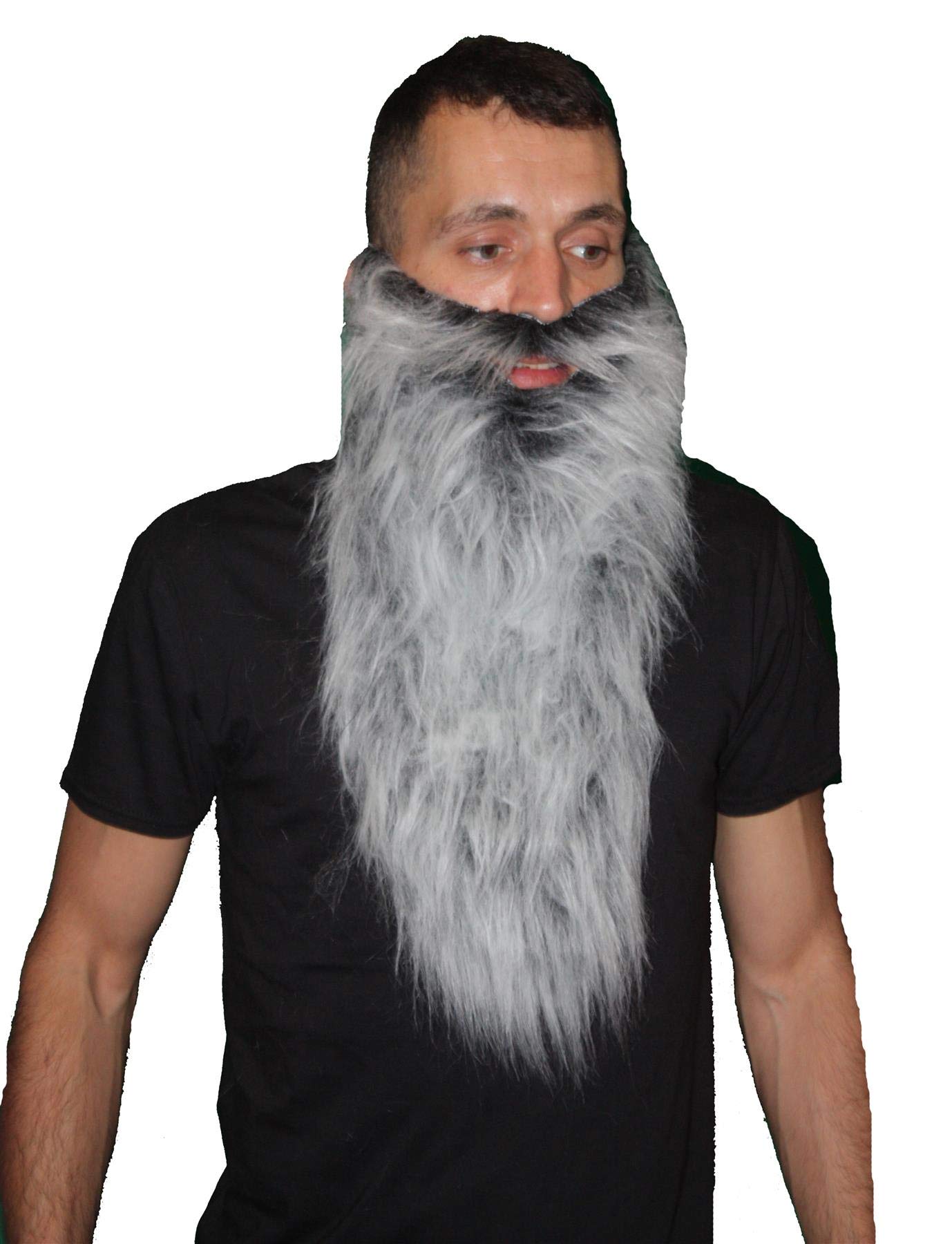 Adults 16" Length Faux Fur Beard Pirate Dwarf Dwarven Viking Fancy Dress Costume Accessory [Grey]