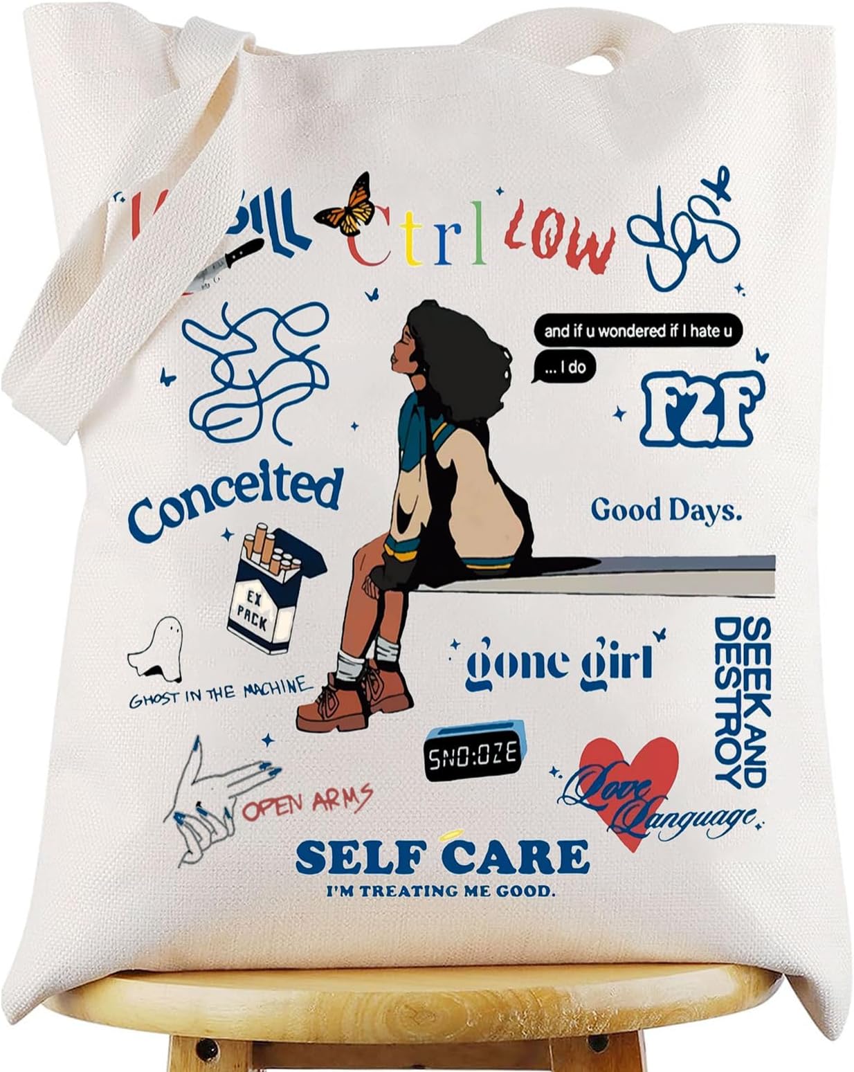 WZMPASinger Album Tote Bag Singer Concert Gift Singer Lyric Fans Reusable Grocery Bags Singer Merchandise