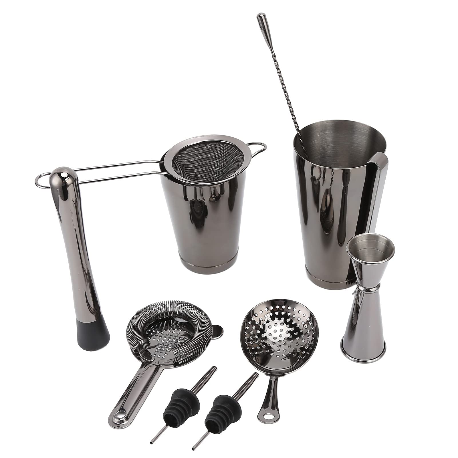 Juego de coctelera de 11 Piezas, Kit de Barman con colador de cóctel, Accesorios de Bar de Acero Inoxidable para Fiesta en casa, Herramientas de Mezcla Profesionales para mojitos (Gris plomizo)