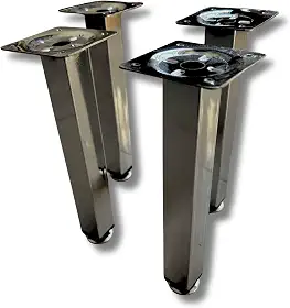 Pé Quadrado 20cm Kit 4 Un Reforçado Cromado C/Regulagem