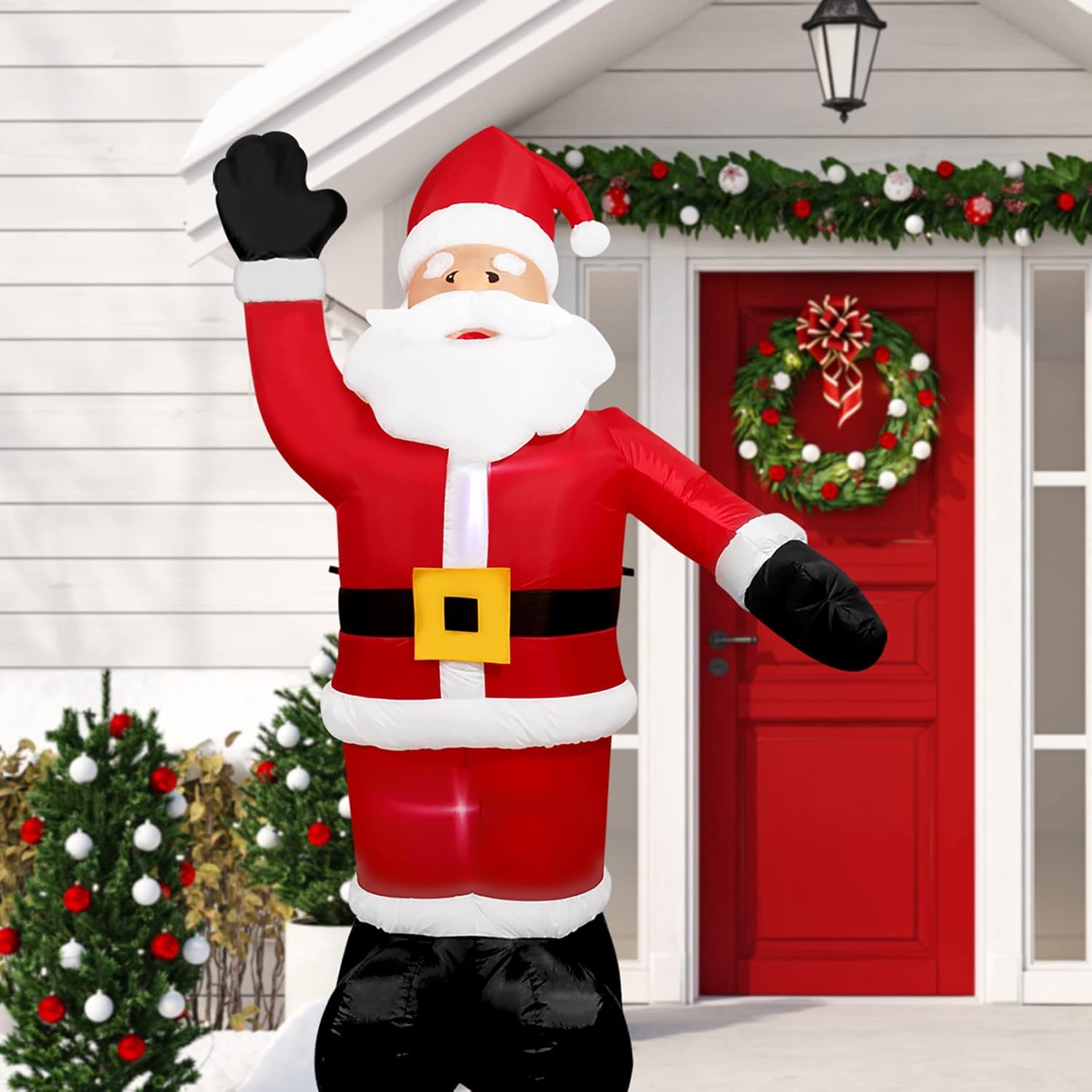 Christmas Inflatable Santa Claus Lighted Blow Up Christmas Outdoor Yard Lawn Garden Holiday Party Decoration with Built in Fan and Anchor Ropes (03-Santa)