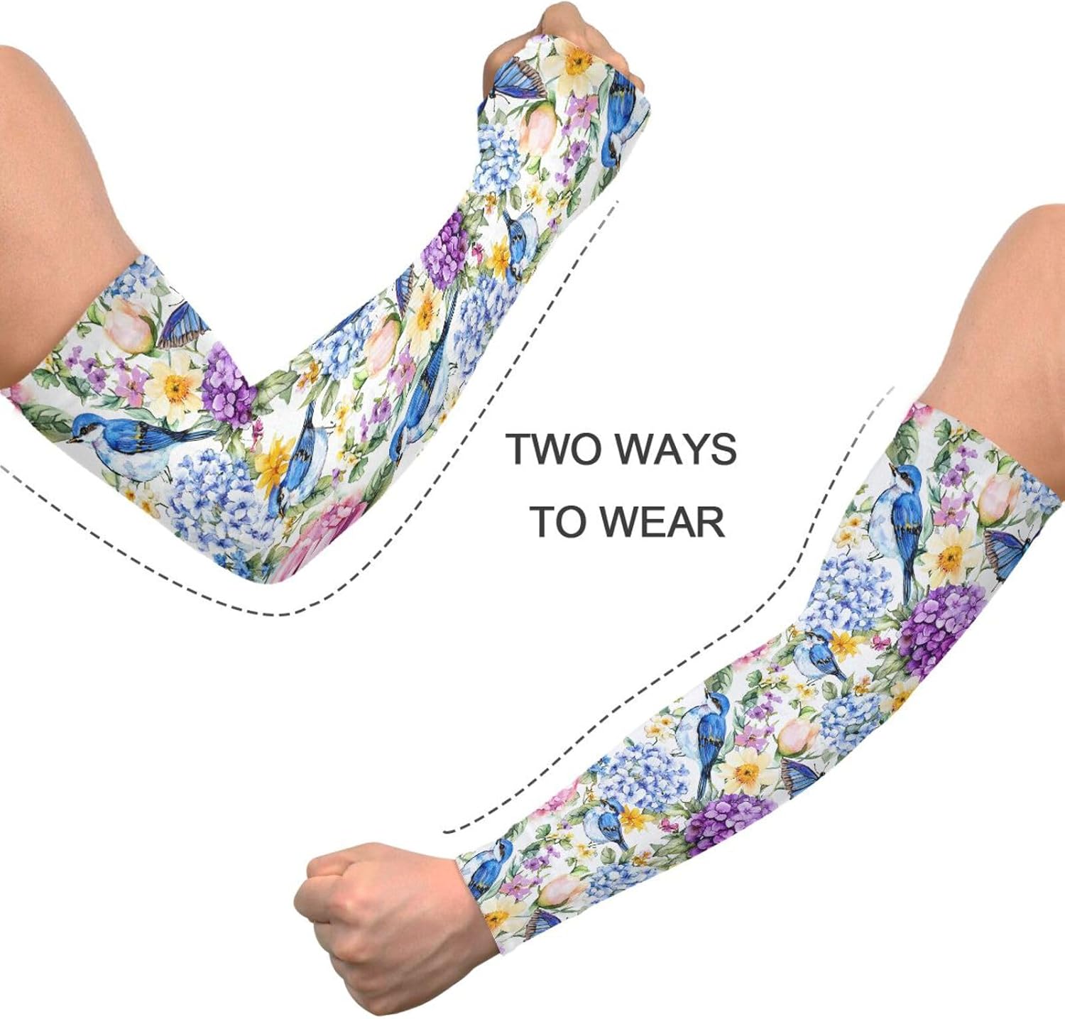 JUNZAN Gardening Sleeves Farm Sun Protection Cooling Arm Sleeves for Women Men with Thumb Hole Floral Pattern image 4